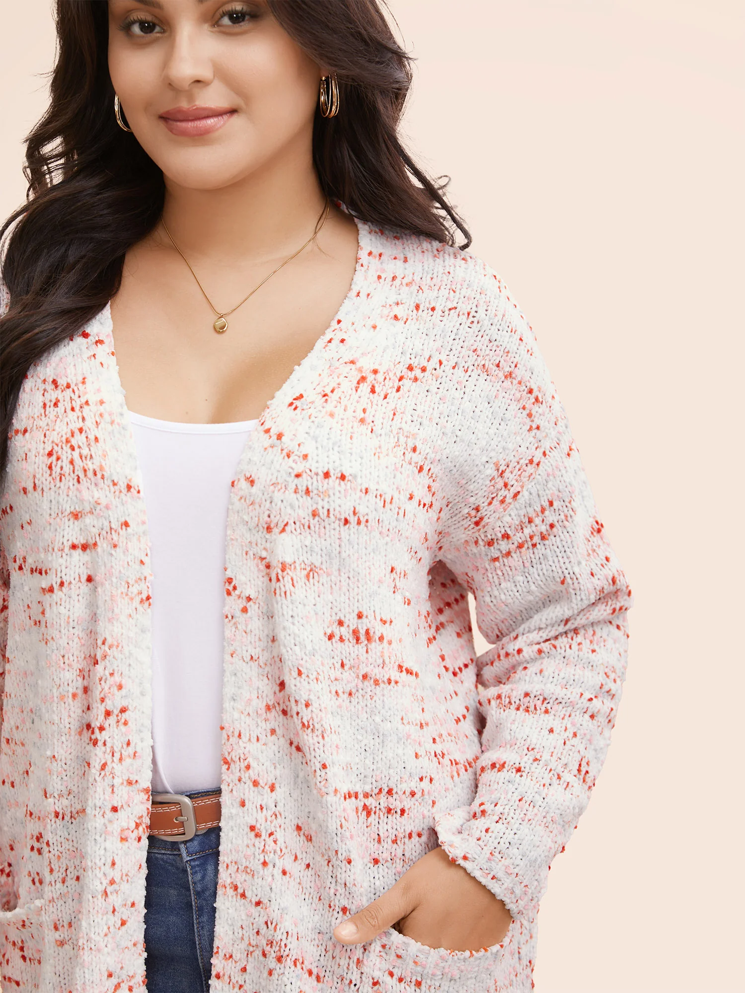Heather Drop Shoulder Pocket Cardigan - Image 4