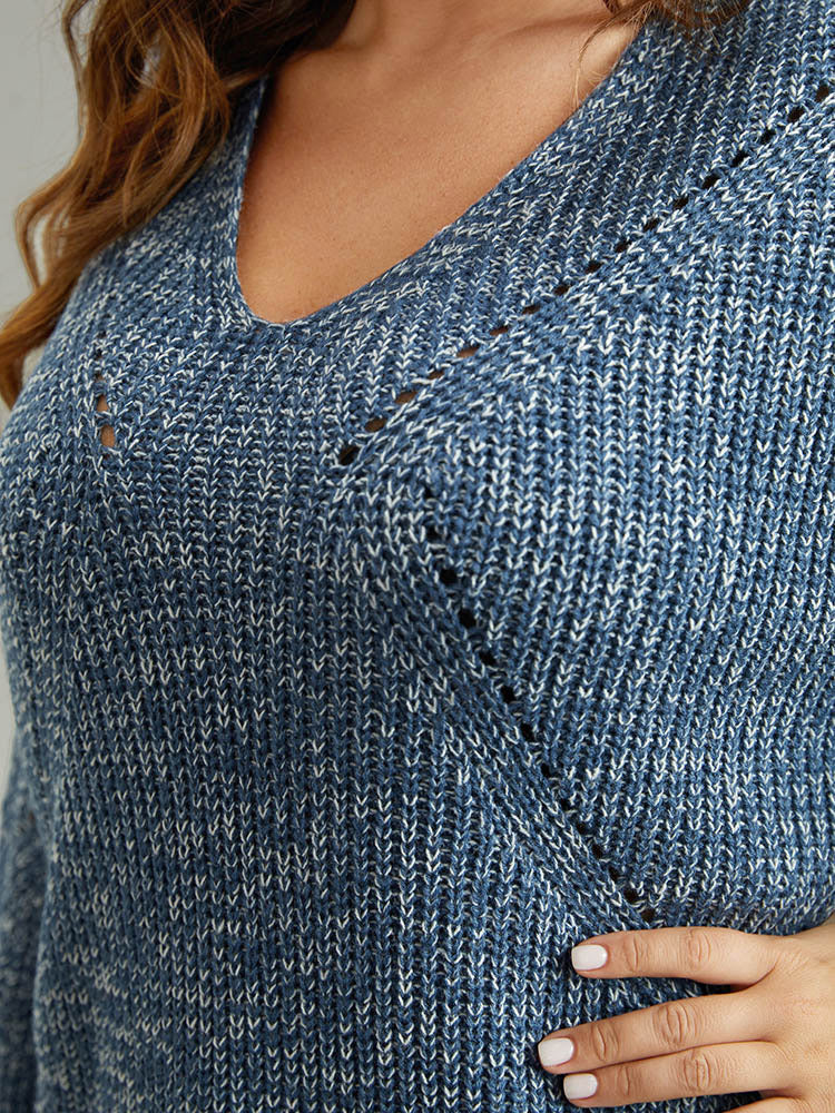 Heather Elastic Cuffs Cut Out Pullover - Image 6