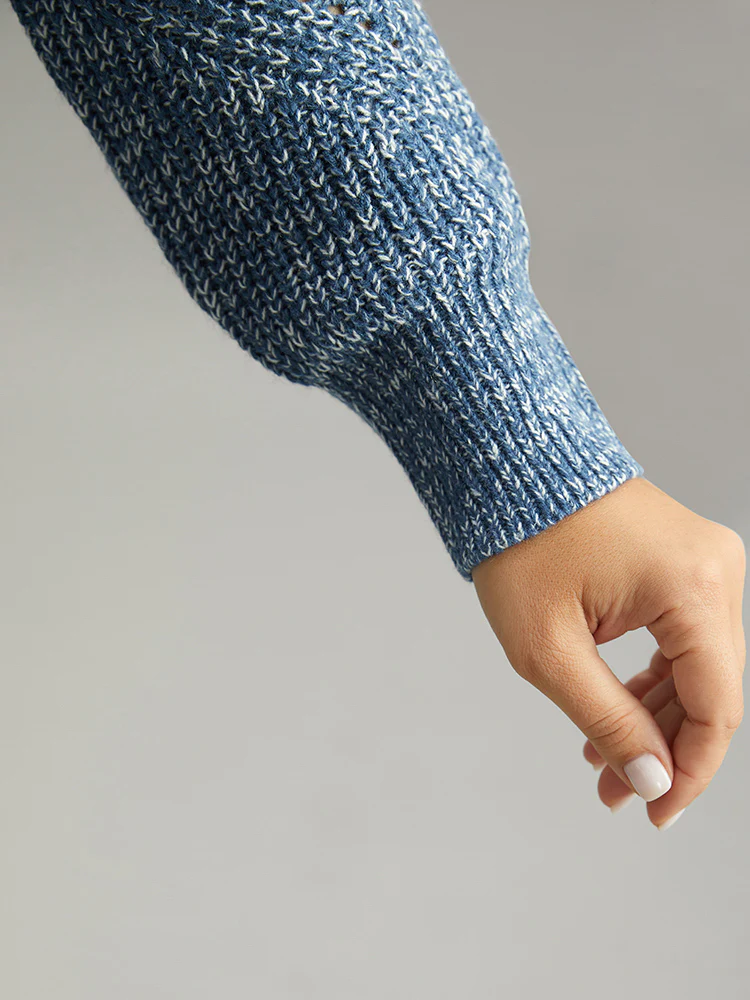 Heather Elastic Cuffs Cut Out Pullover - Image 7