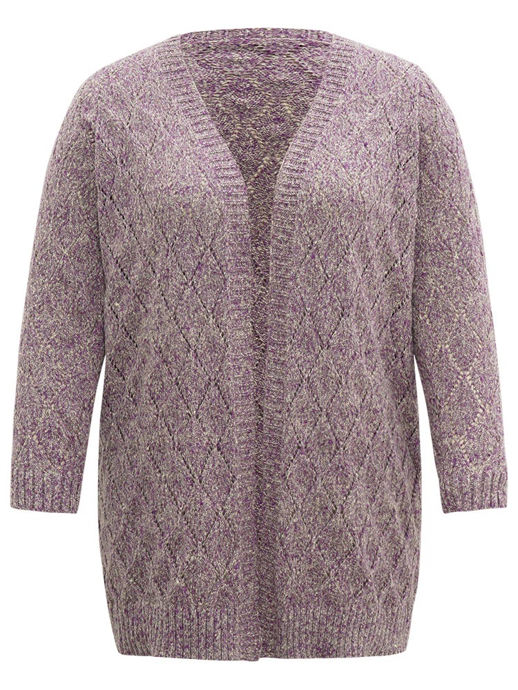 Heather Eyelet Open Front Plisse Cardigan - Image 7