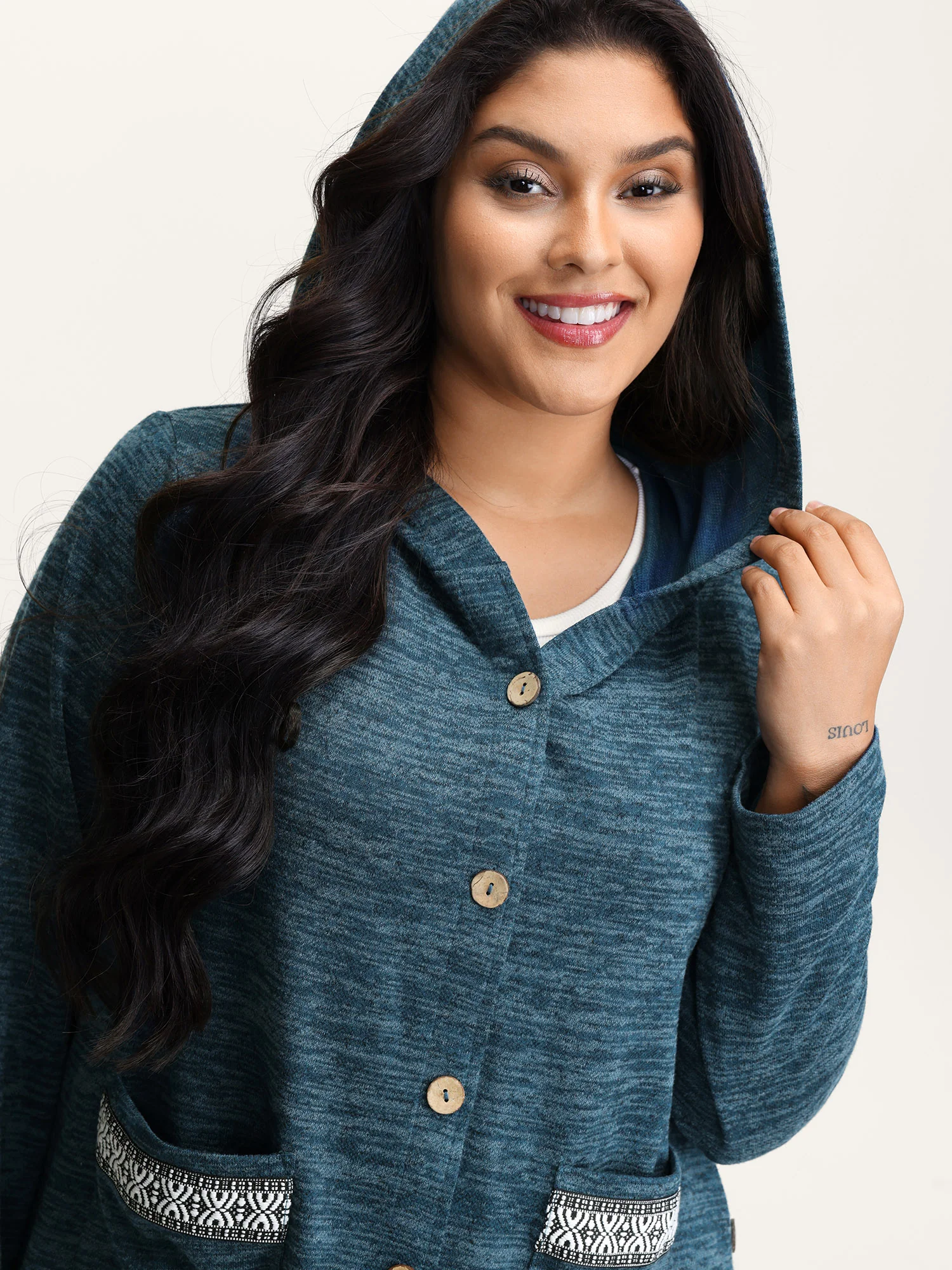 Heather Faux Cashmere Boho Stripe Coat - Image 2
