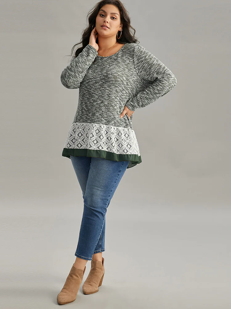 Heather Guipure Lace Round Neck T-shirt - Image 3