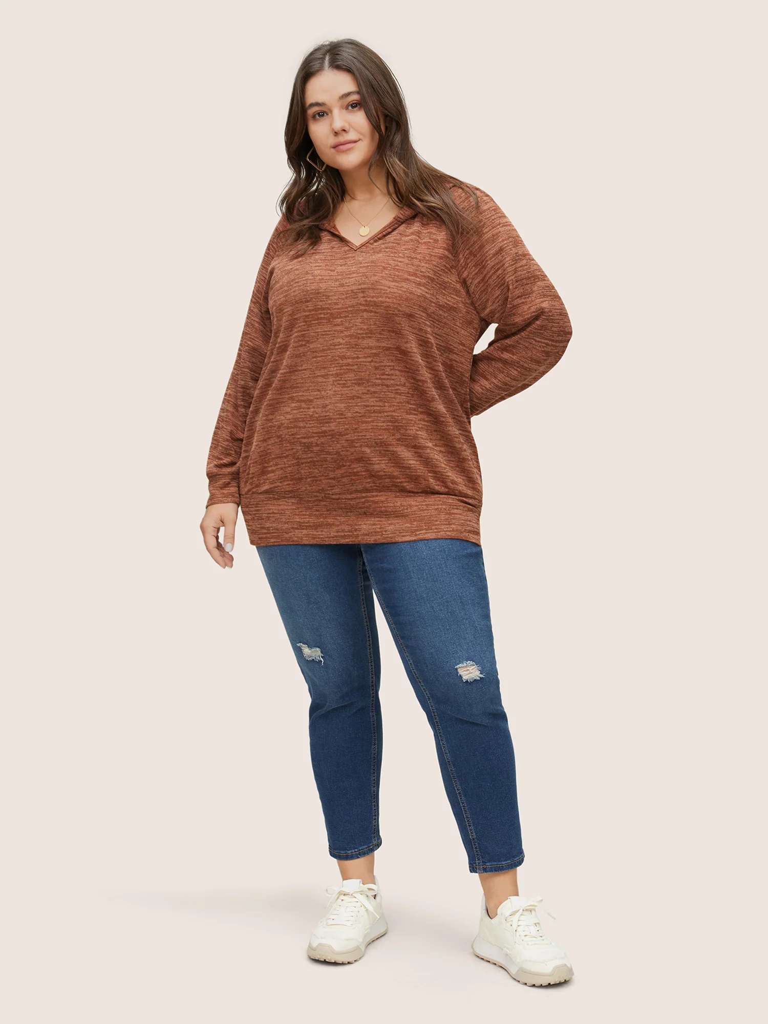 Heather Hooded Long Sleeve Sweatshirt - Image 3