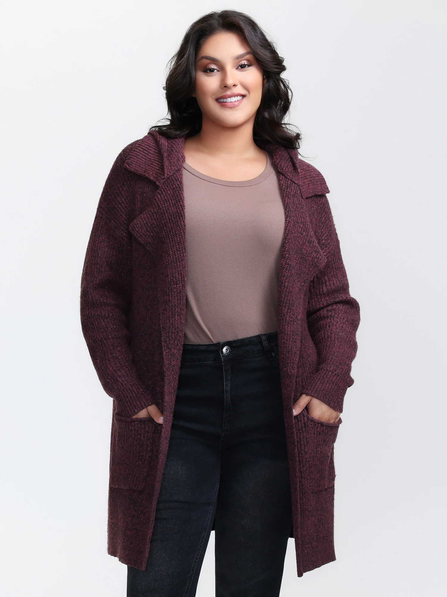 Heather Hooded Pockets Knit Cardigan - Image 2