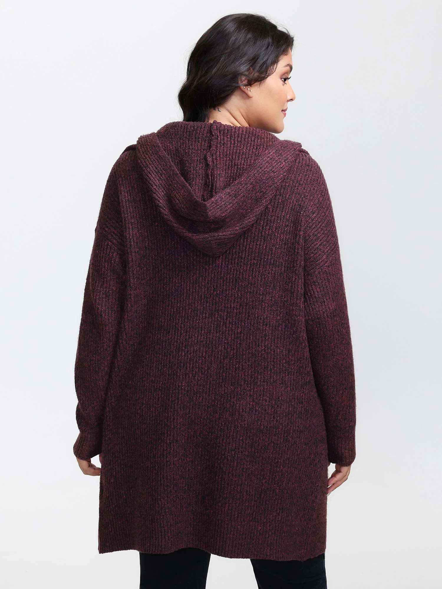 Heather Hooded Pockets Knit Cardigan - Image 4