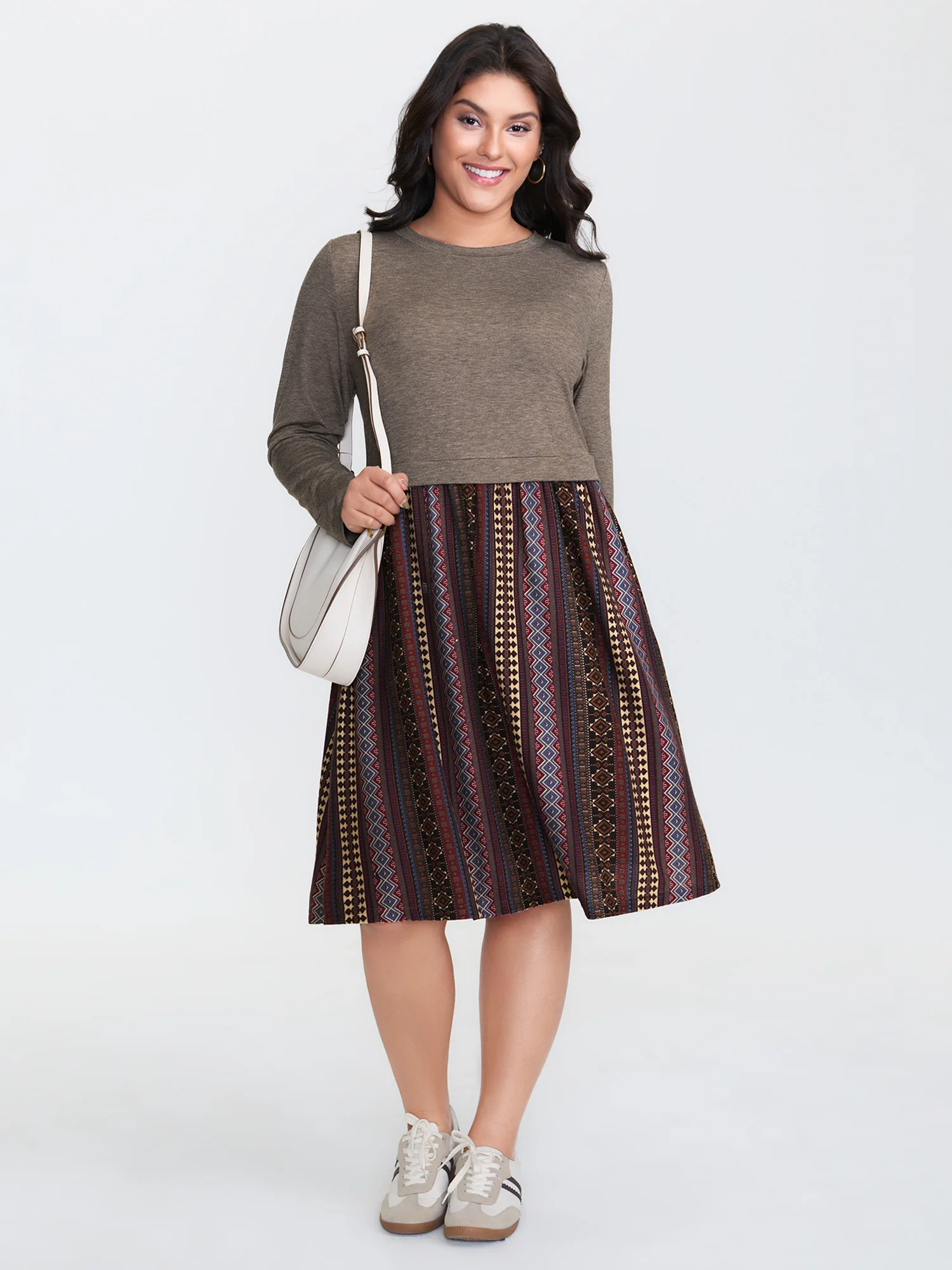 Heather Knit Stripe Layered Midi Dress - Image 3