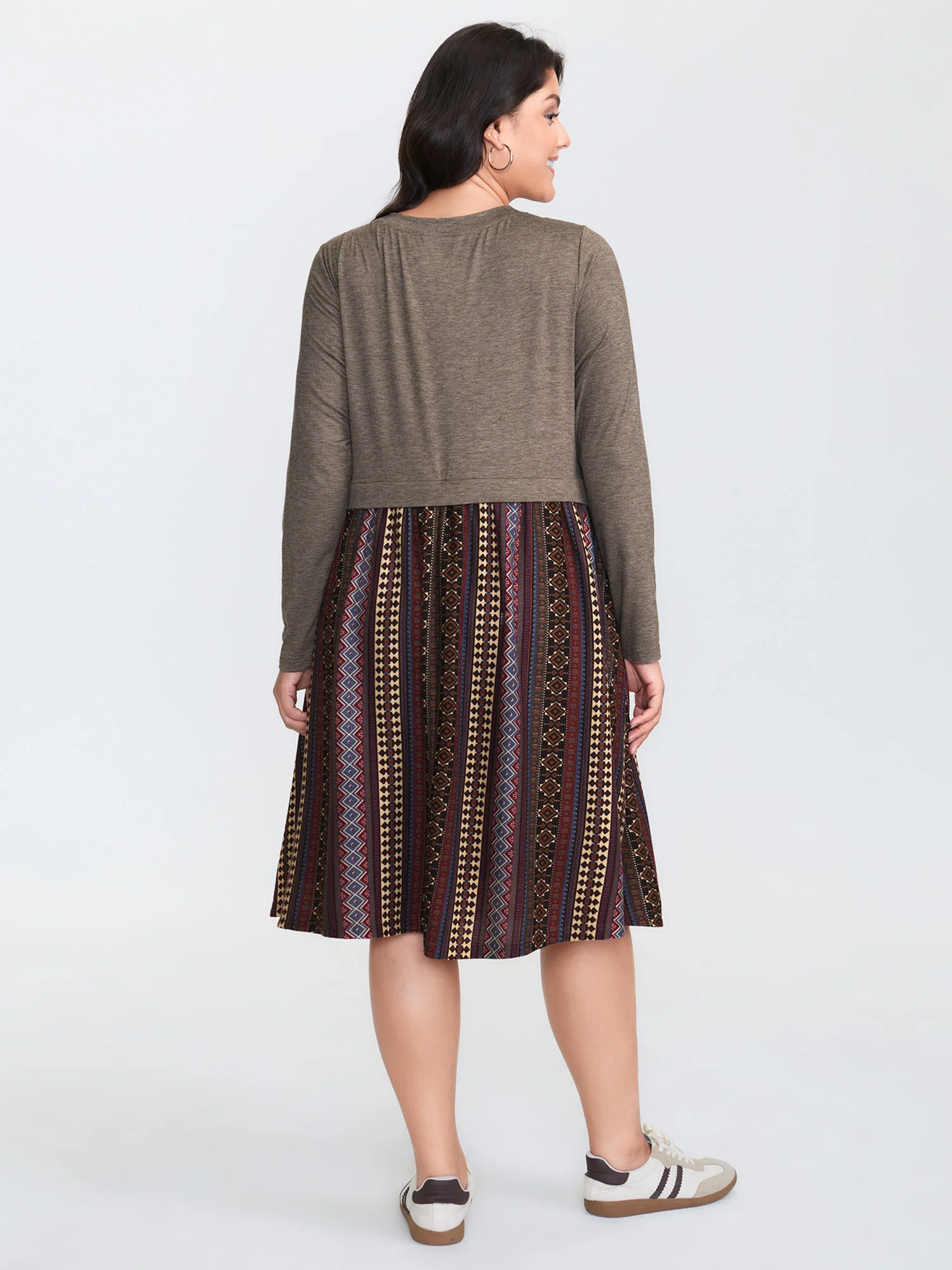 Heather Knit Stripe Layered Midi Dress - Image 4