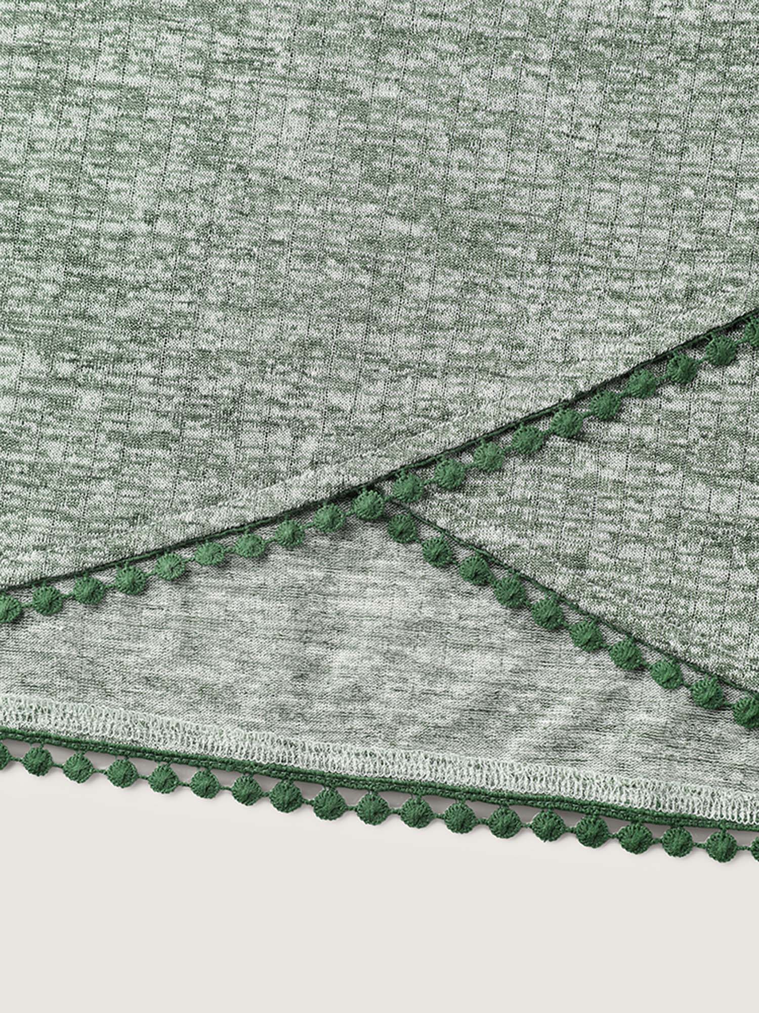 Heather Lace Overlap Hem Solid T-Shirt - Image 5
