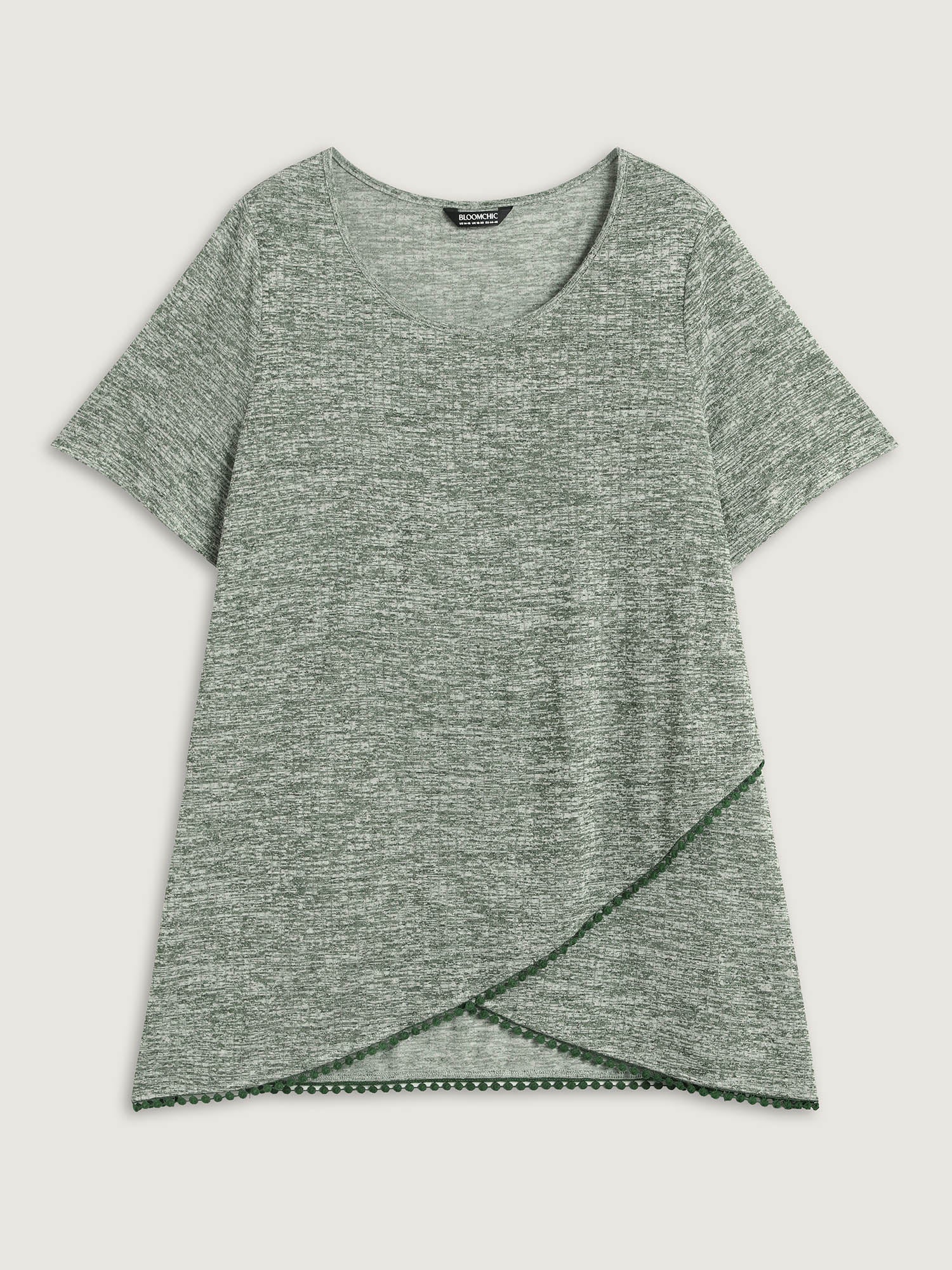 Heather Lace Overlap Hem Solid T-Shirt - Image 6