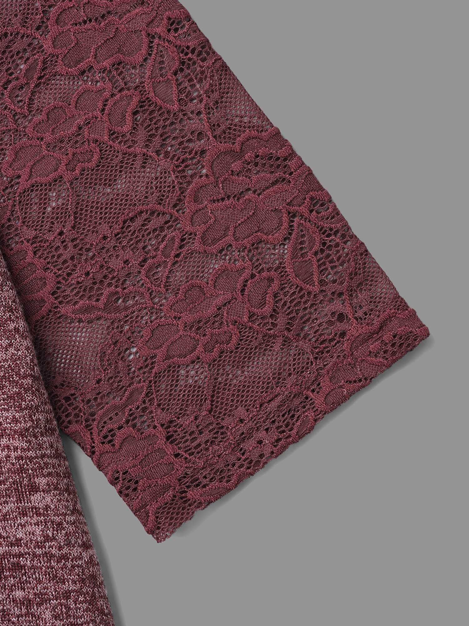 Heather Lace Patchwork Mesh Midi Dress - Image 8