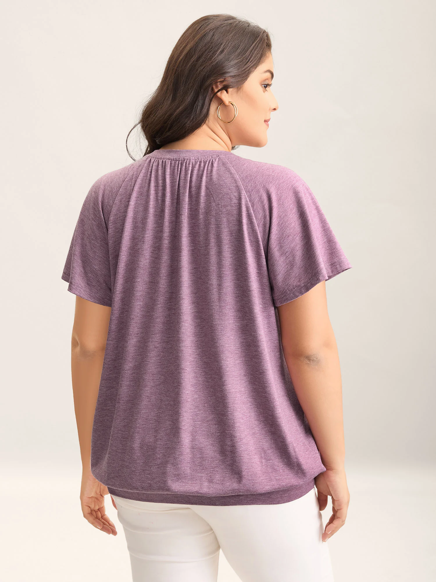 Heather Lotus Leaf Sleeve Jersey Top - Image 4