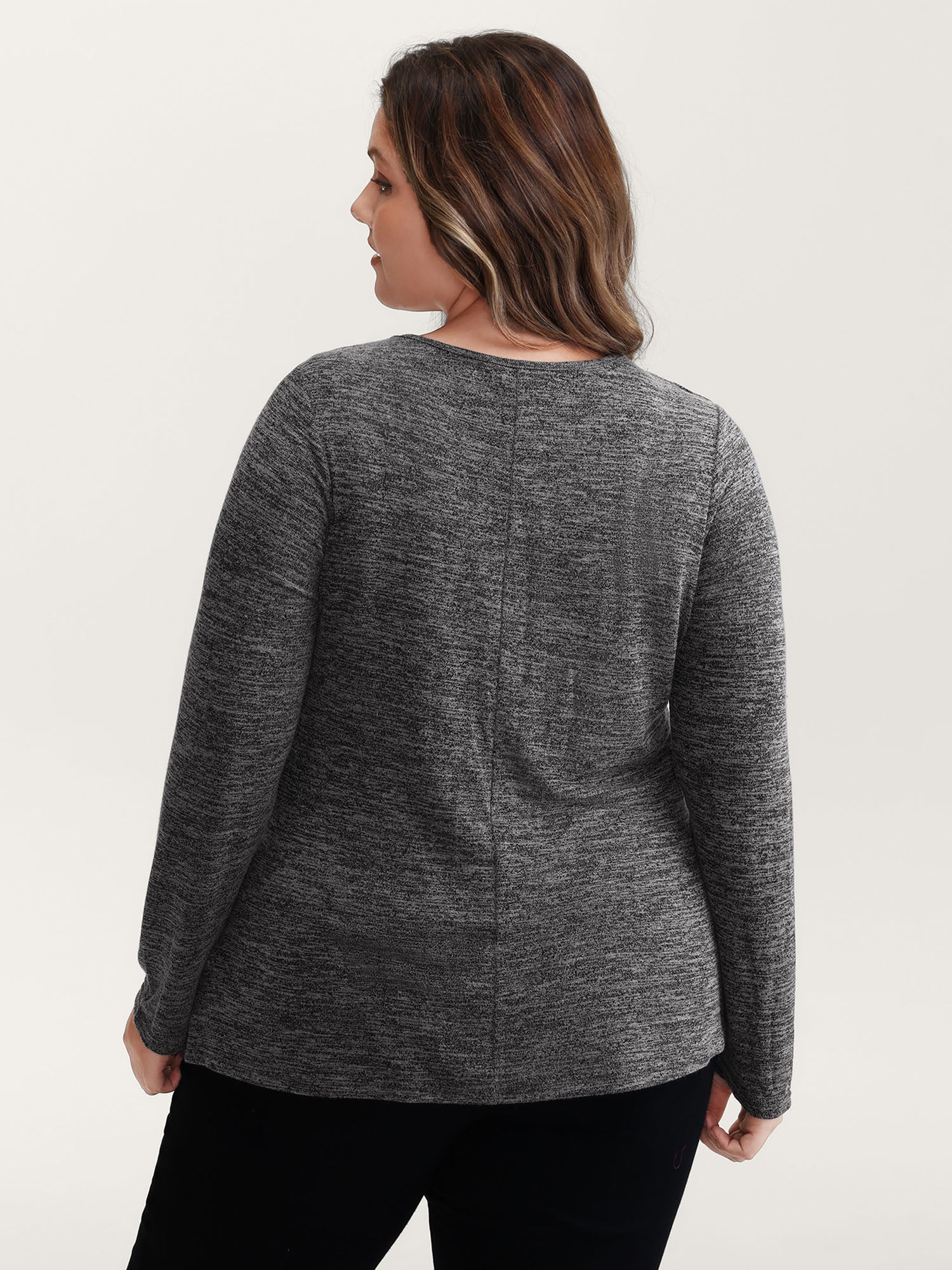Heather Metal Detail Ruched T-Shirt - Image 5