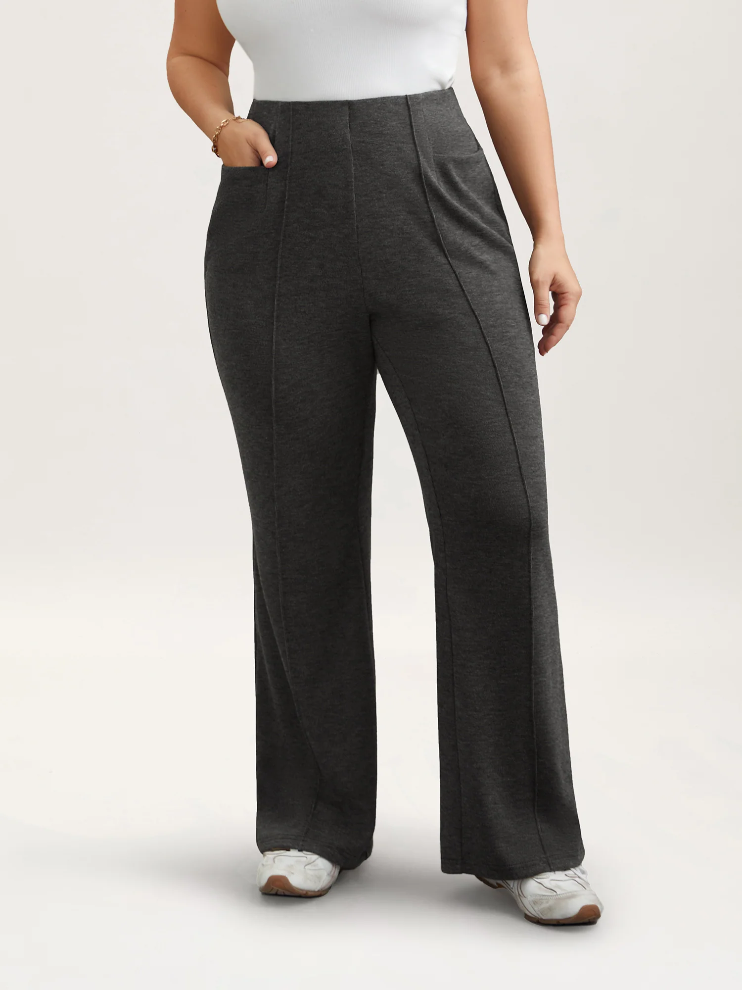 Heather Midi-Rise Bootcut Pants