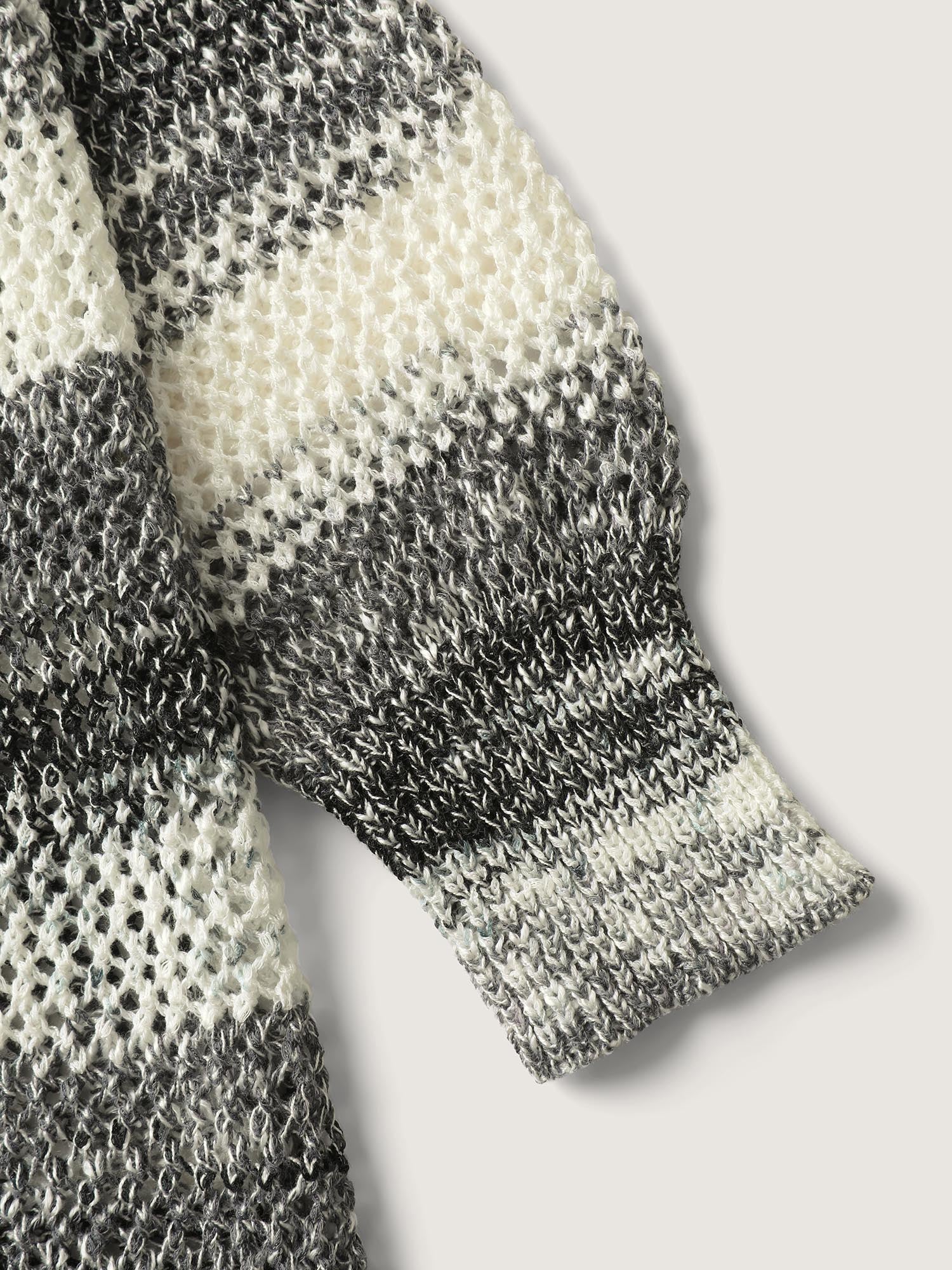 Heather Monochrome Striped Lightweight Cardigan - Image 6