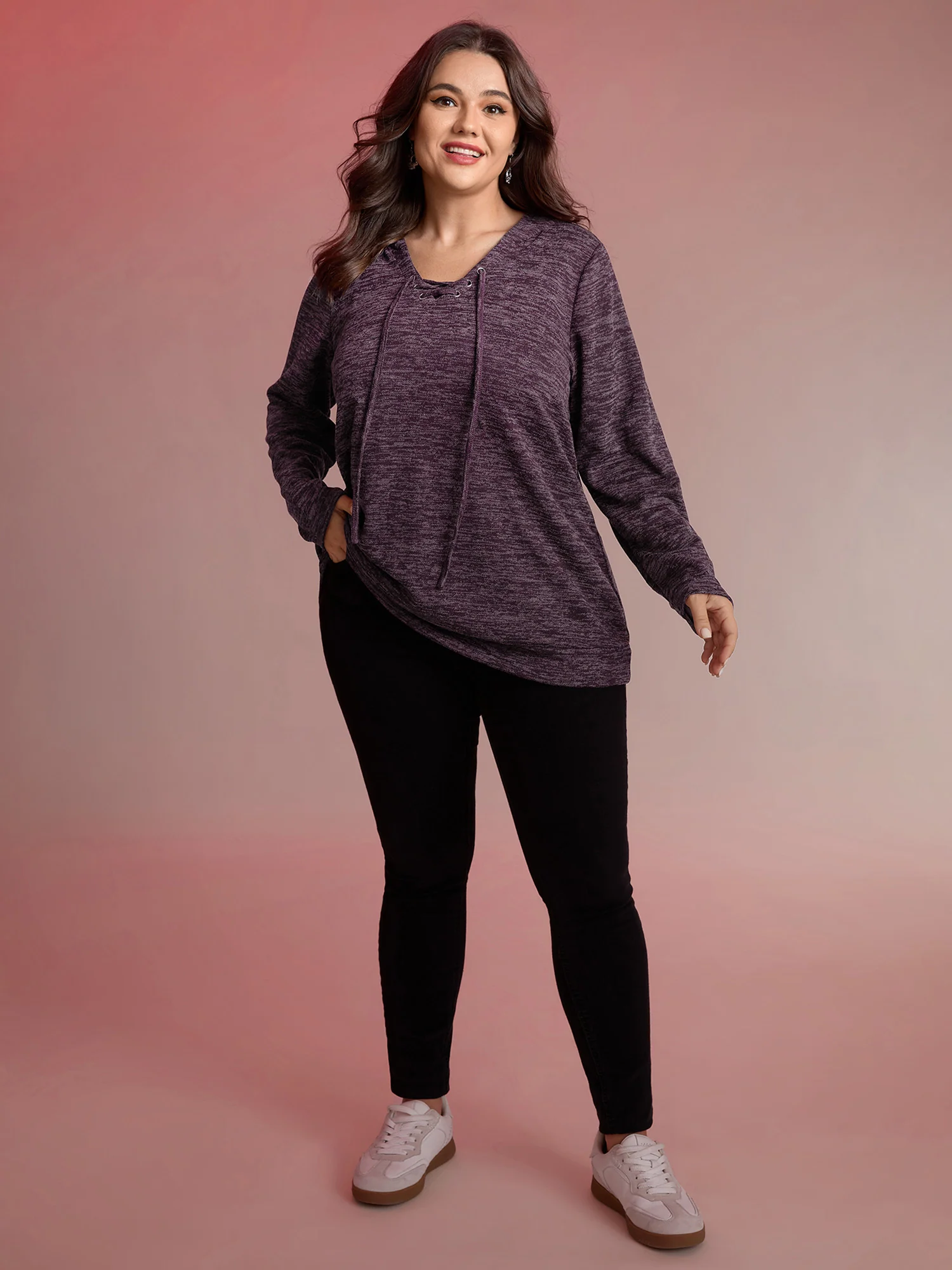 Heather Neck Cross-Tie Hoodie - Image 3