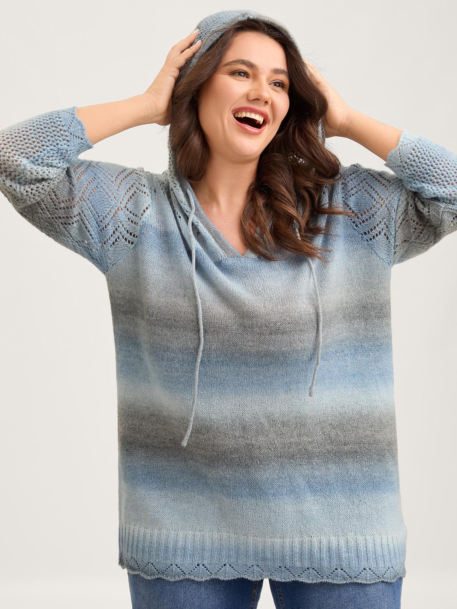 Heather Ombre Gradient Hooded Pullover - Image 2