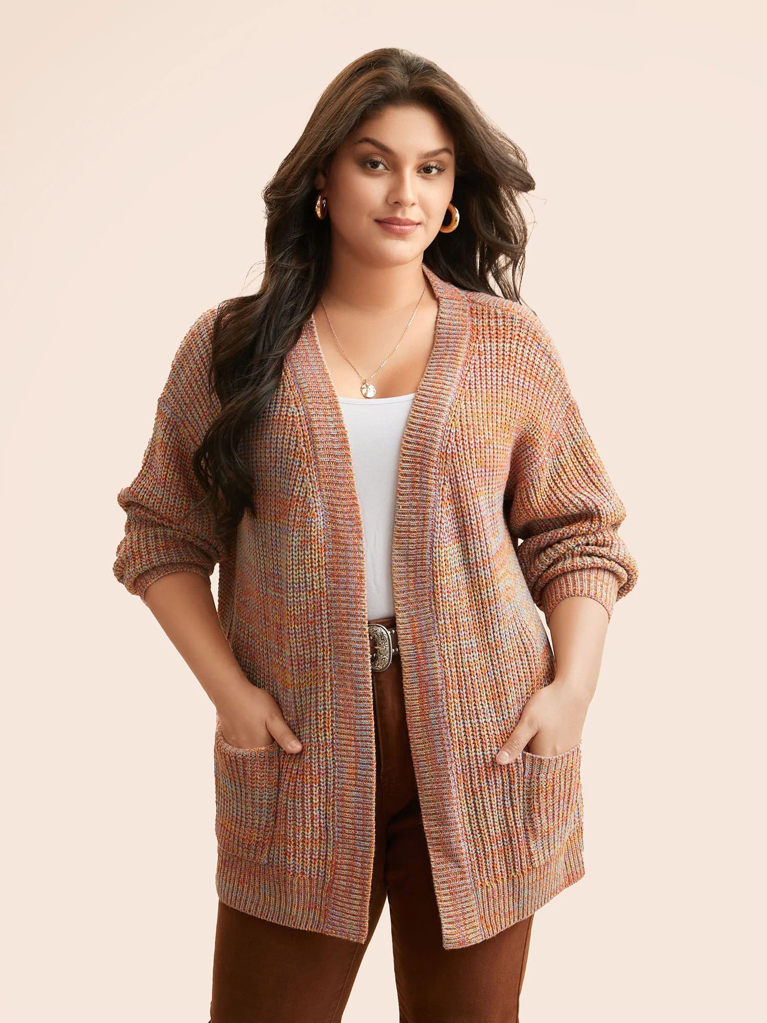Heather Patch Pocket Drop Shoulder Cardigan - Image 3