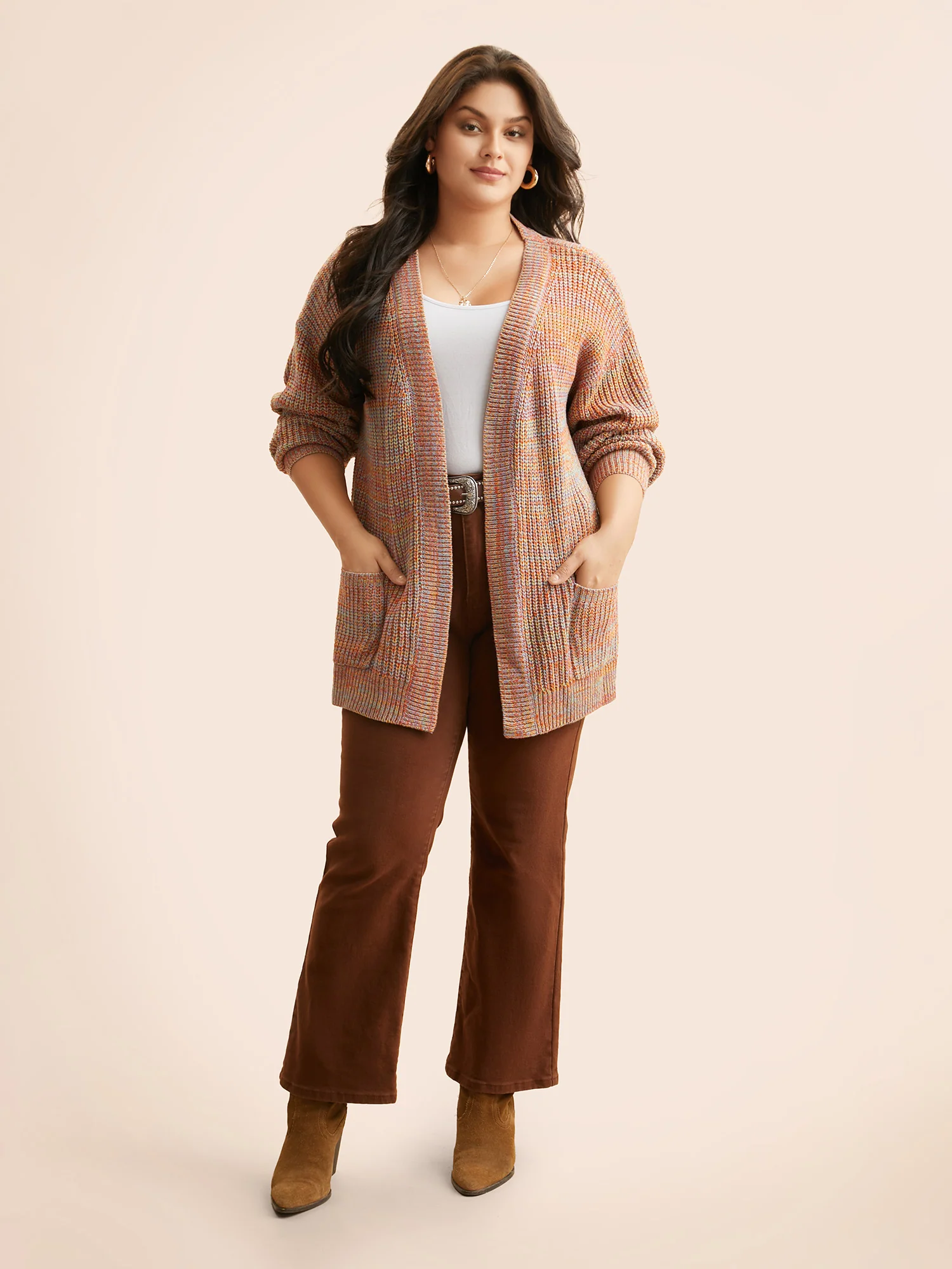 Heather Patch Pocket Drop Shoulder Cardigan - Image 4