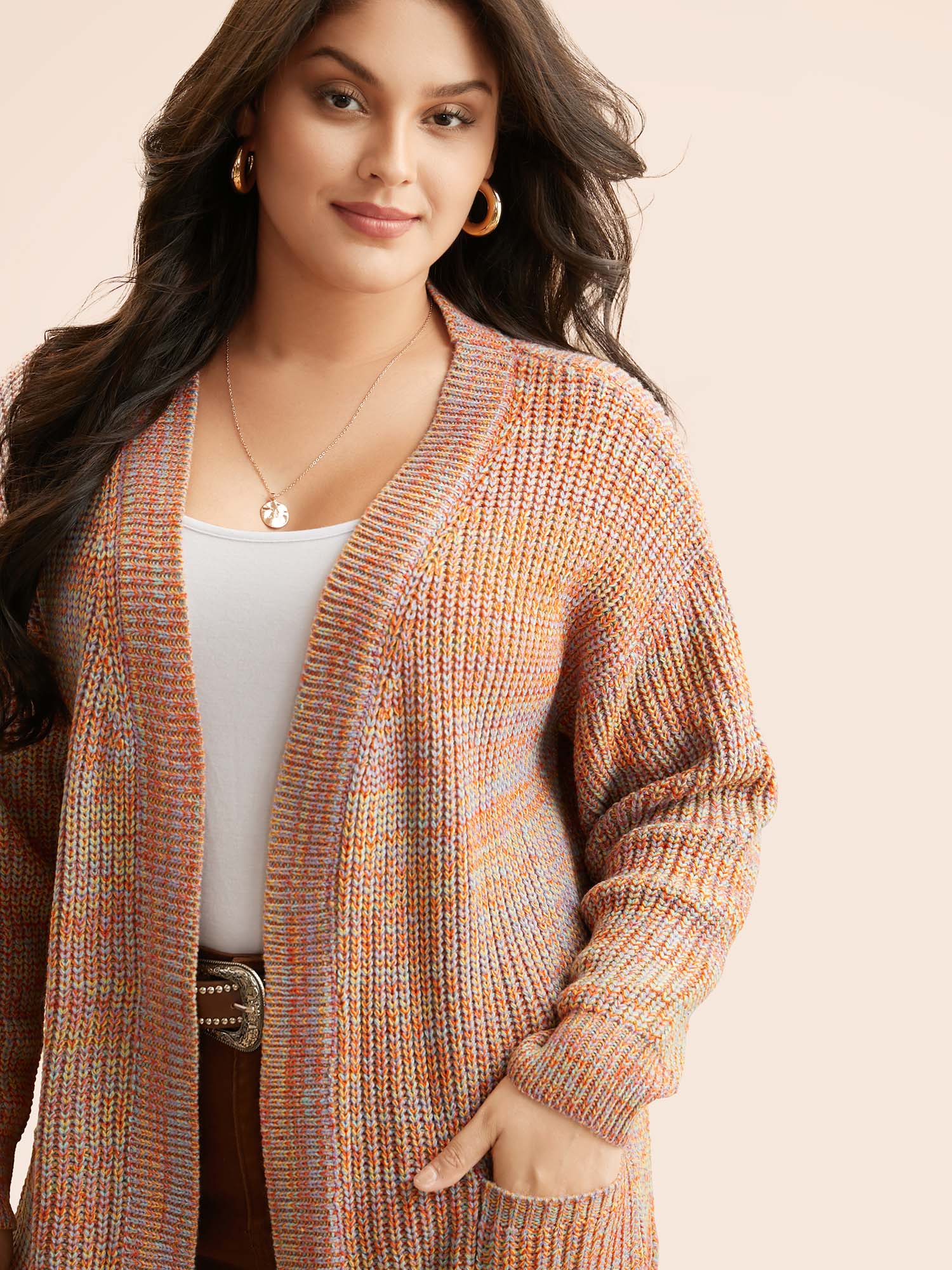 Heather Patch Pocket Drop Shoulder Cardigan - Image 5