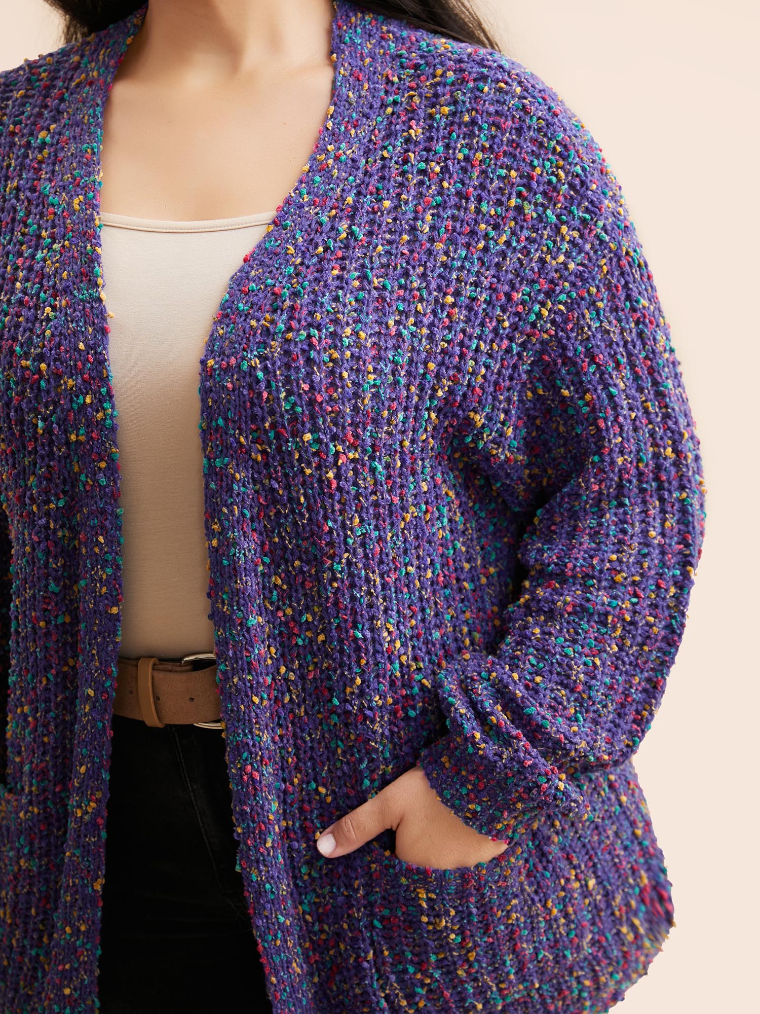 Heather Patched Pocket Drop Shoulder Cardigan - Image 4
