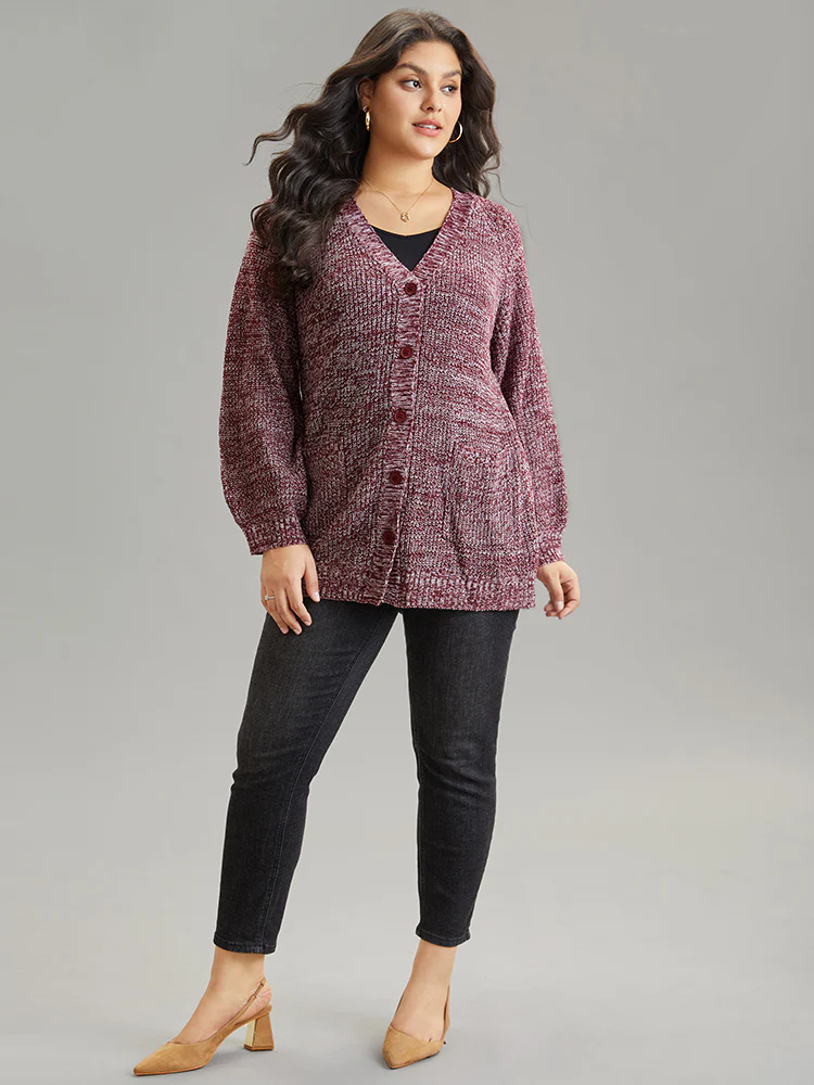 Heather Patched Pocket Open Front Cardigan - Image 4