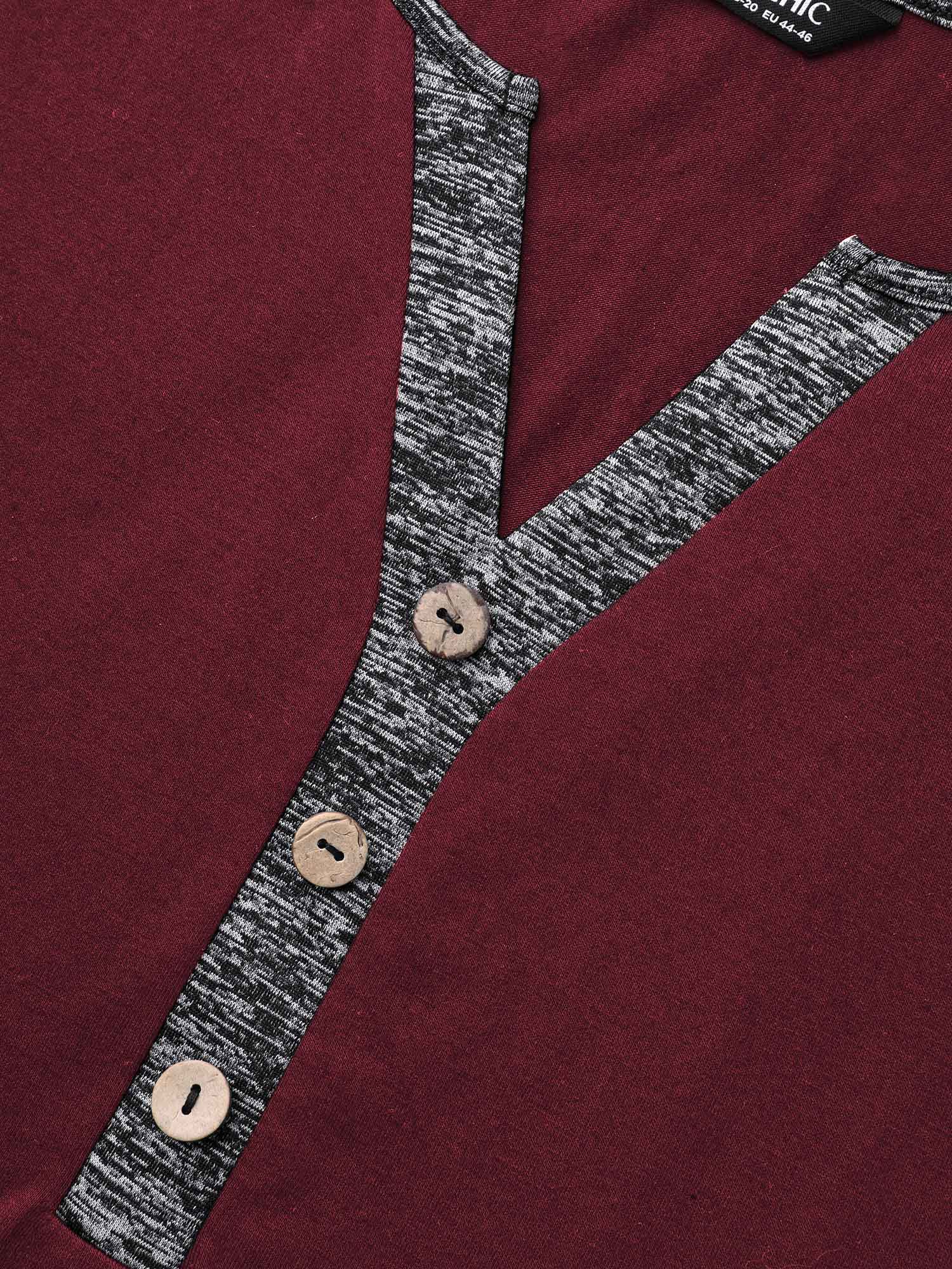 Heather Patchwork Button Detail Stretchy T-Shirt - Image 17