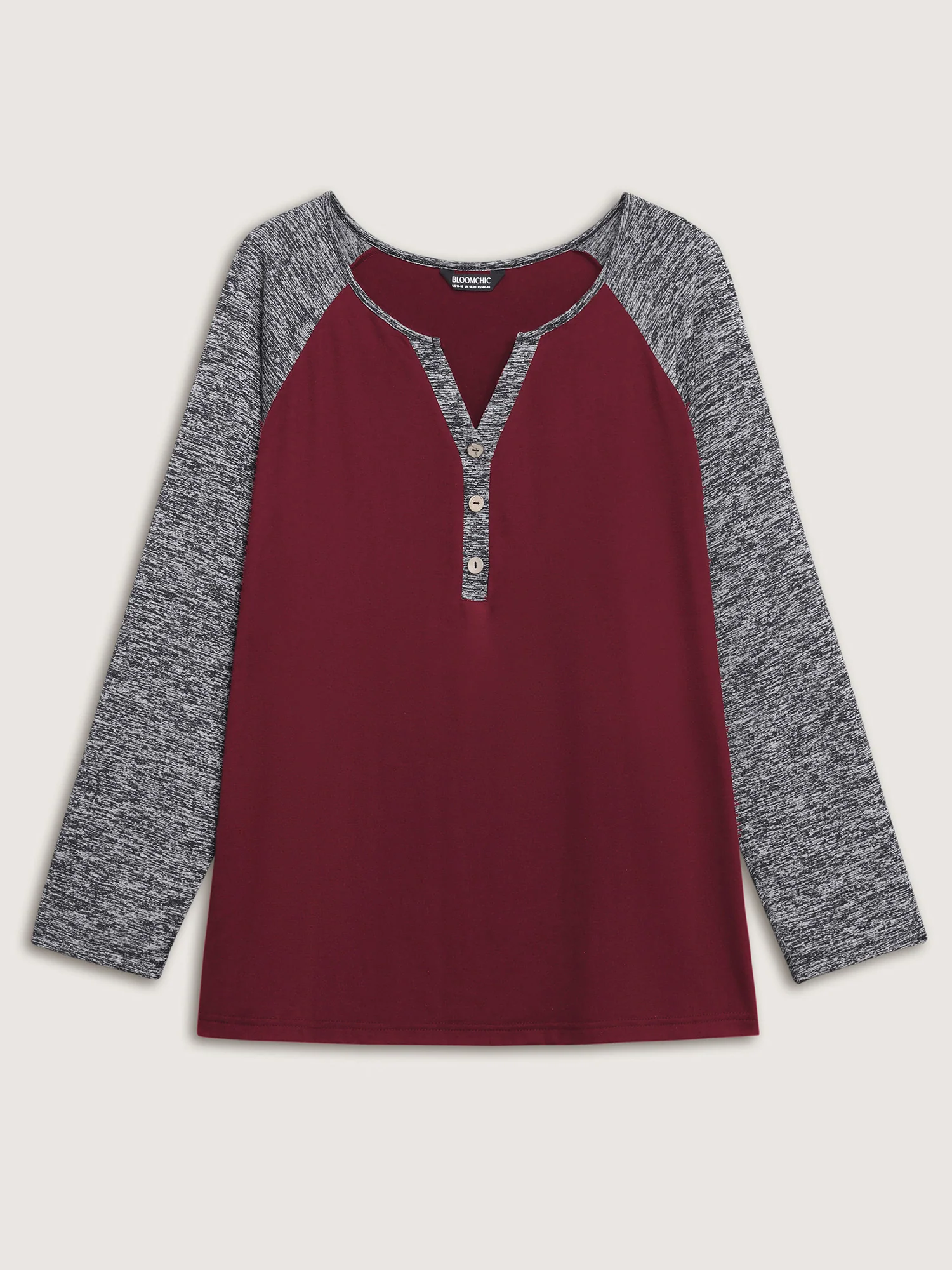 Heather Patchwork Button Detail Stretchy T-Shirt - Image 18