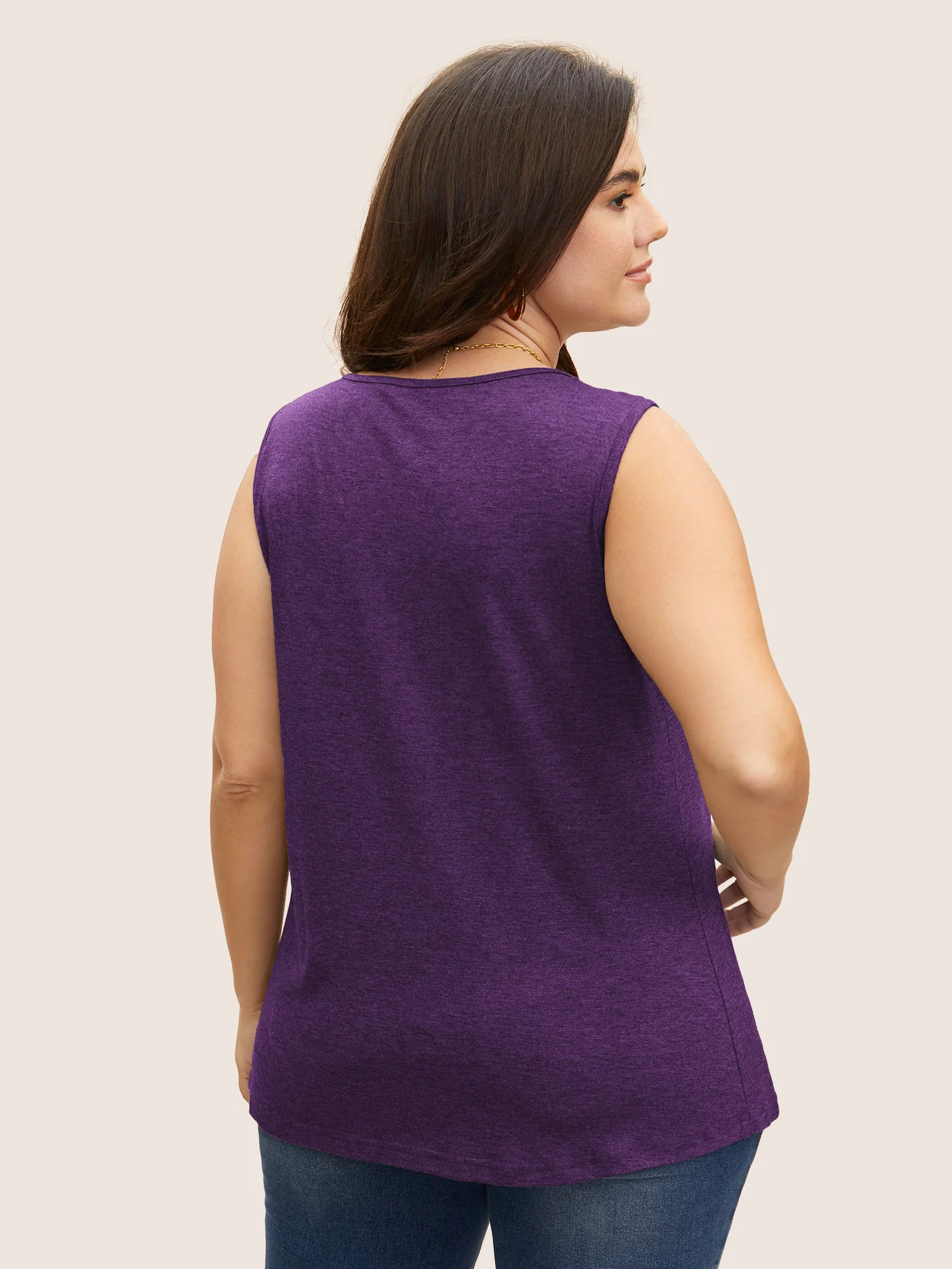Heather Plicated Detail Square Neck Tank Top - Image 11