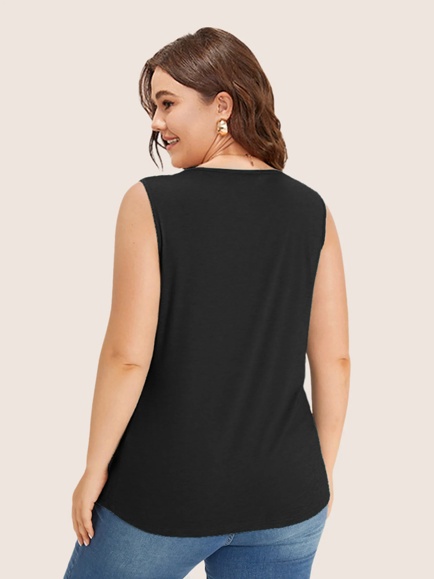 Heather Plicated Detail Square Neck Tank Top - Image 13