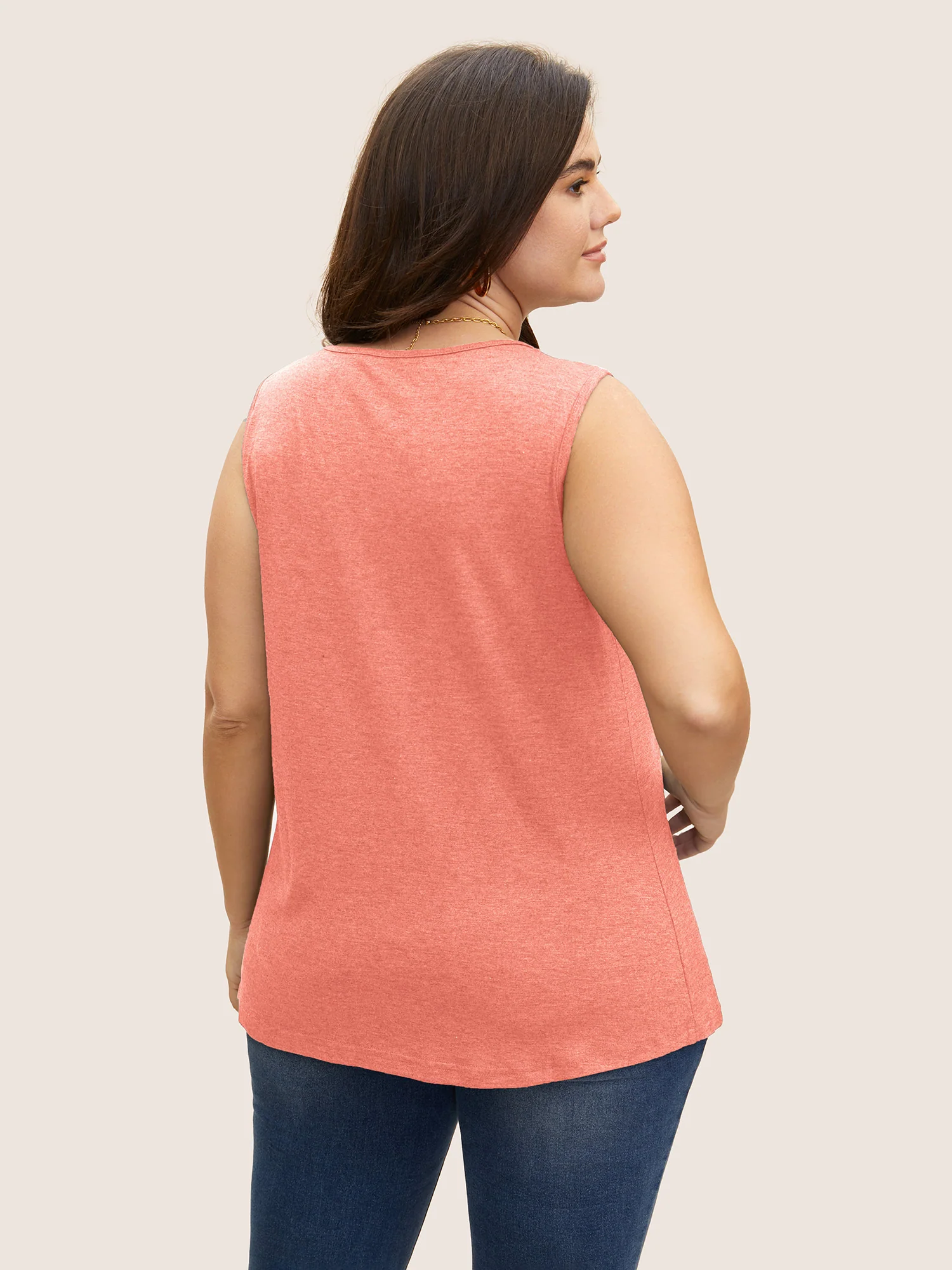 Heather Plicated Detail Square Neck Tank Top - Image 22