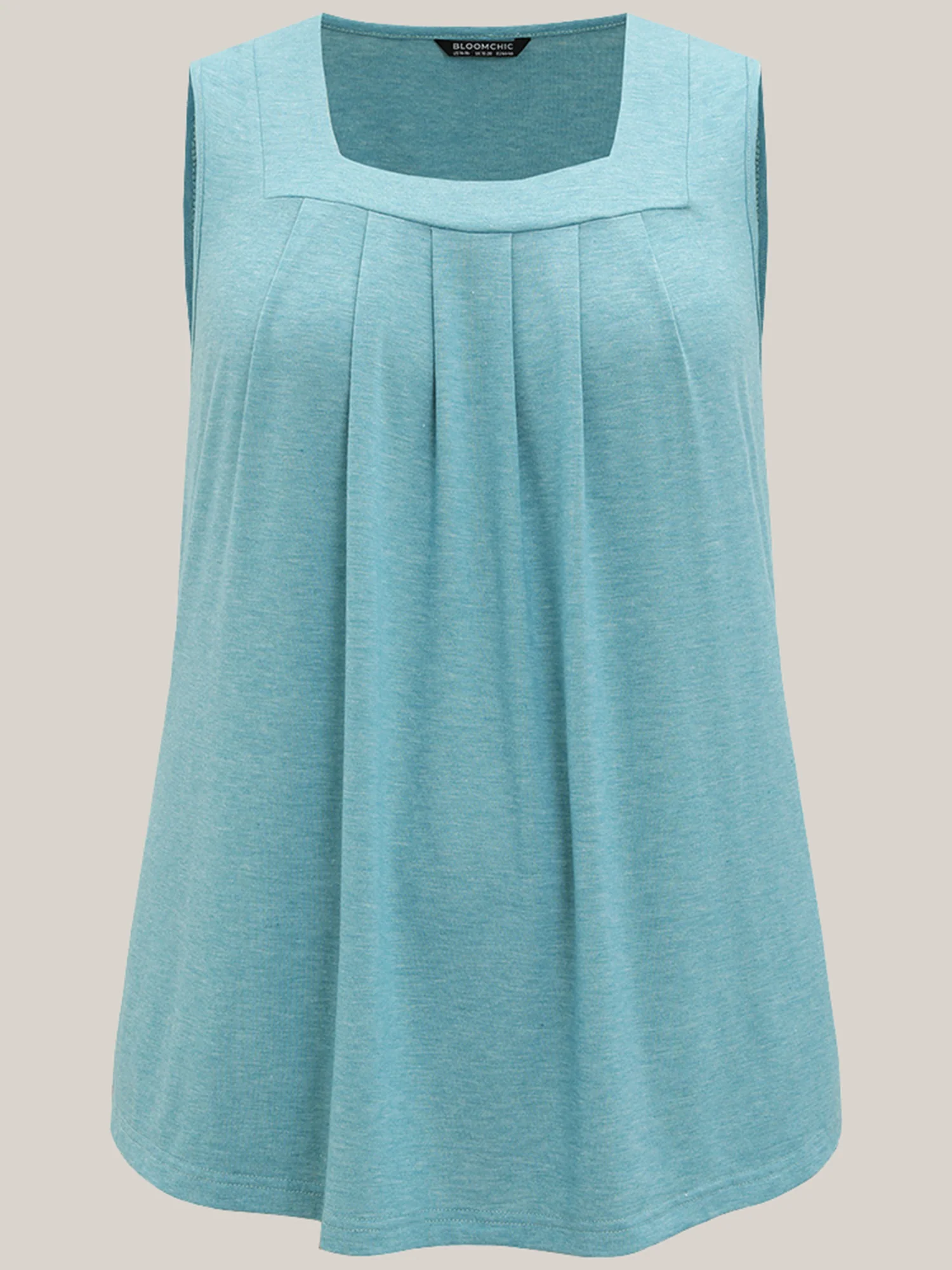 Heather Plicated Detail Square Neck Tank Top - Image 30