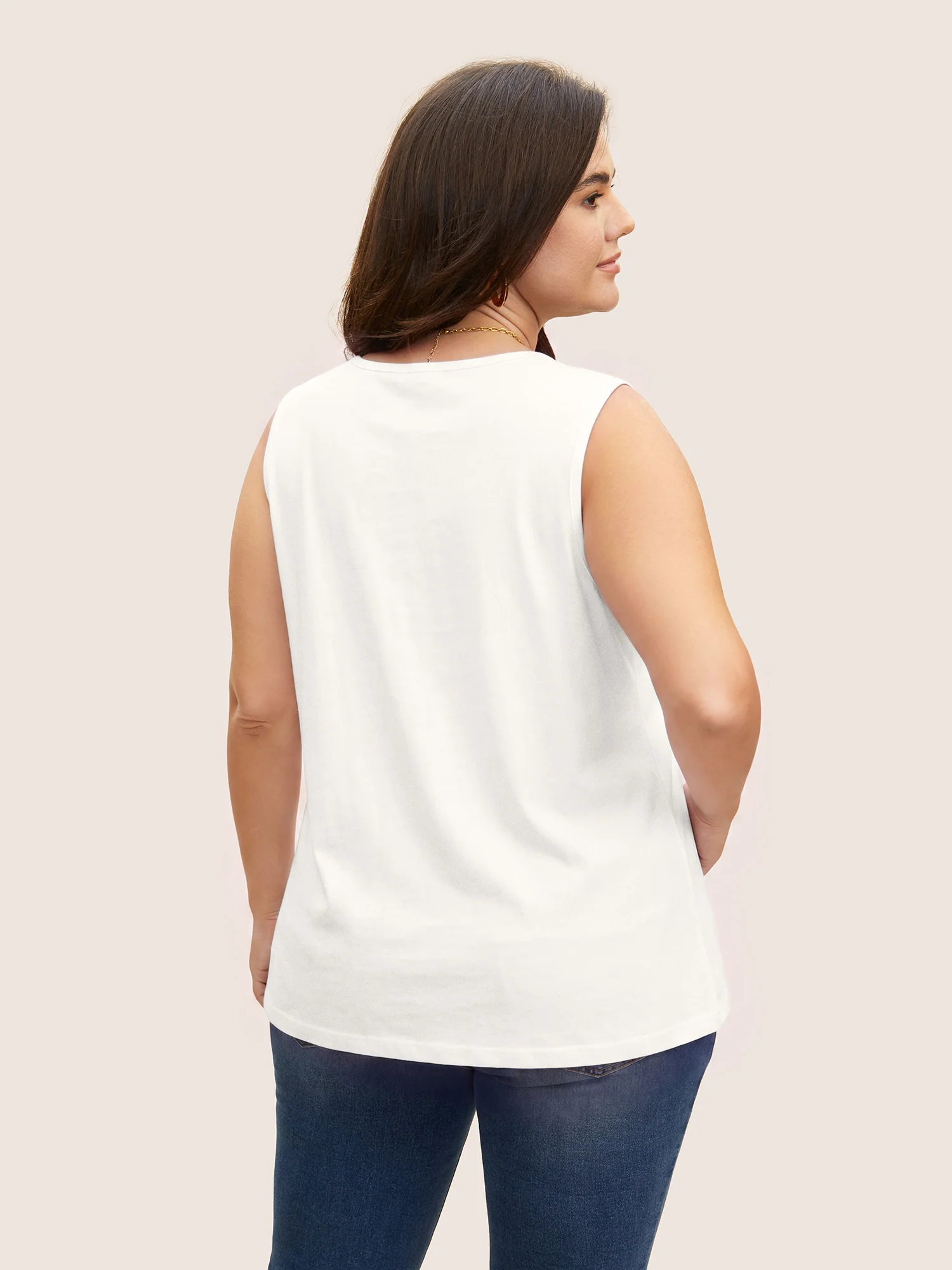 Heather Plicated Detail Square Neck Tank Top - Image 33