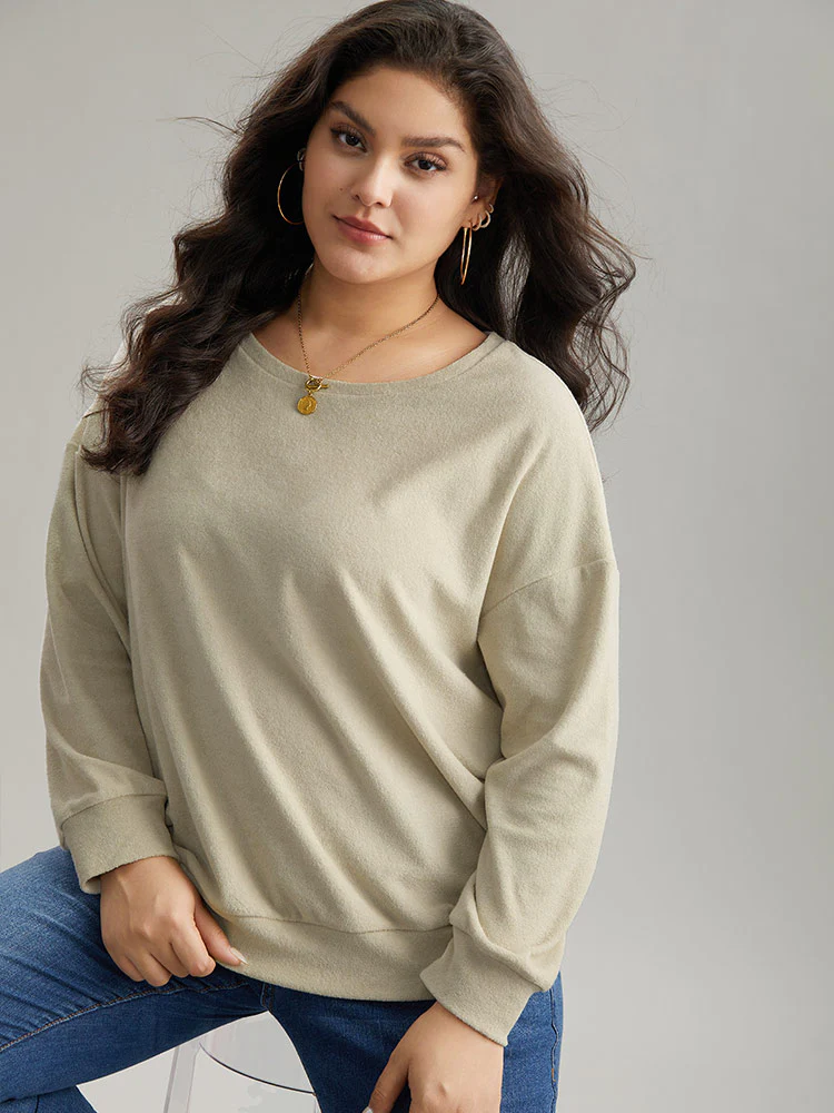 Heather Plisse Elastic Hem Sweatshirt - Image 3