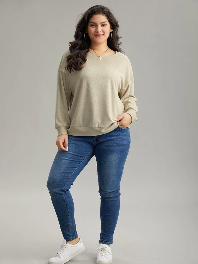 Heather Plisse Elastic Hem Sweatshirt - Image 4