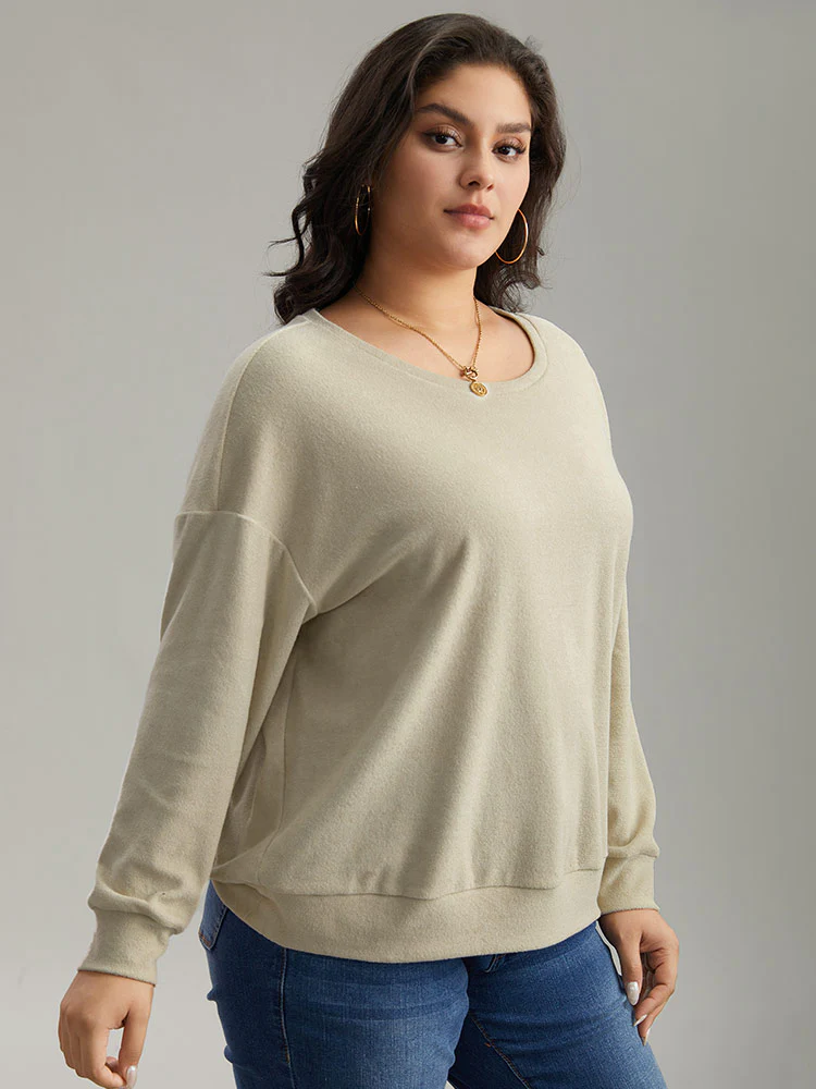 Heather Plisse Elastic Hem Sweatshirt - Image 5
