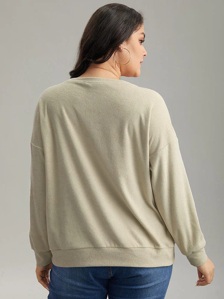 Heather Plisse Elastic Hem Sweatshirt - Image 6