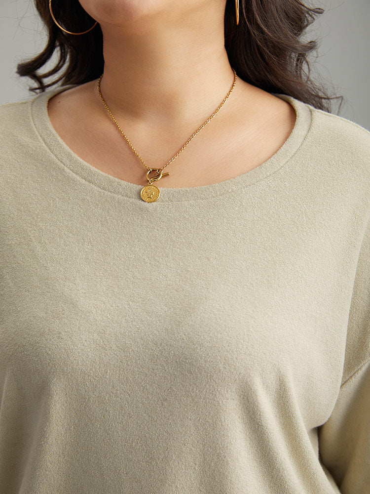 Heather Plisse Elastic Hem Sweatshirt - Image 7