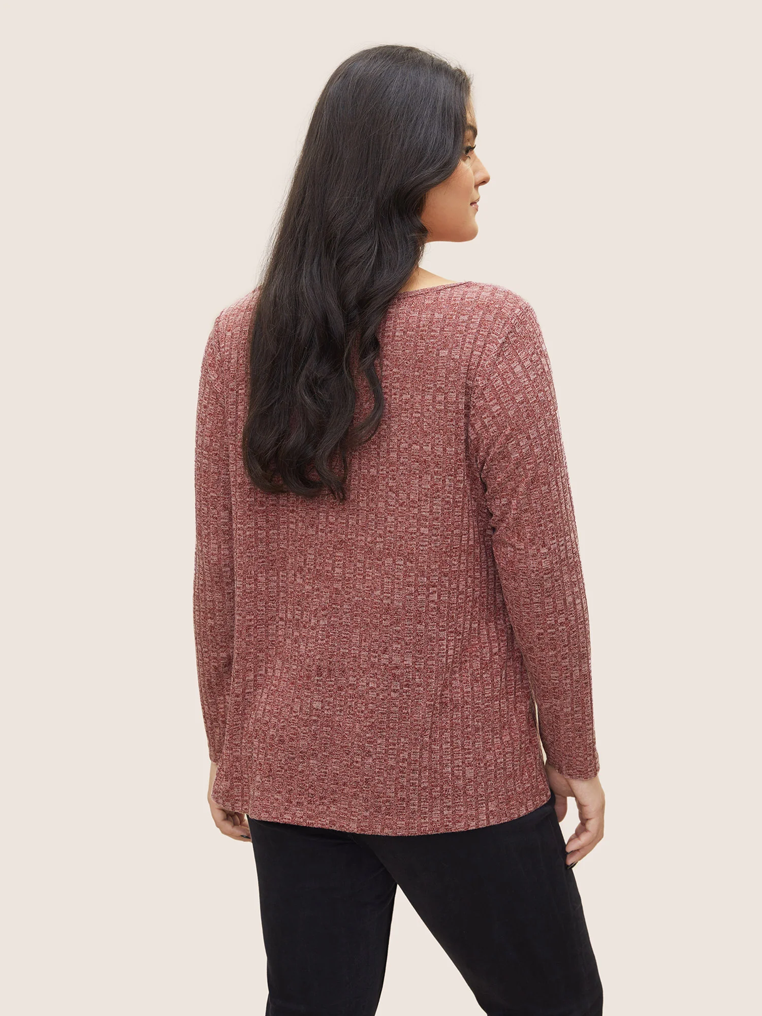 Heather Plisse Long Sleeve T-shirt - Image 2