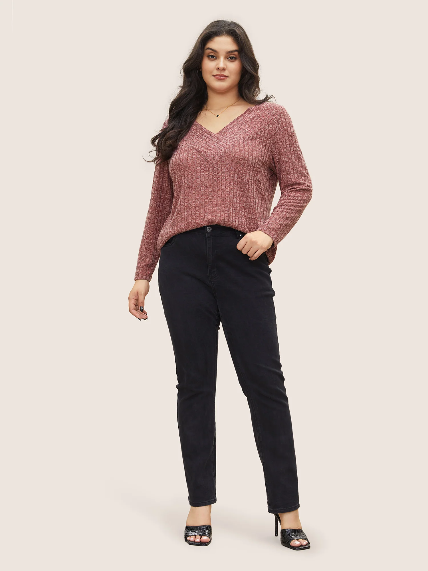 Heather Plisse Long Sleeve T-shirt - Image 3