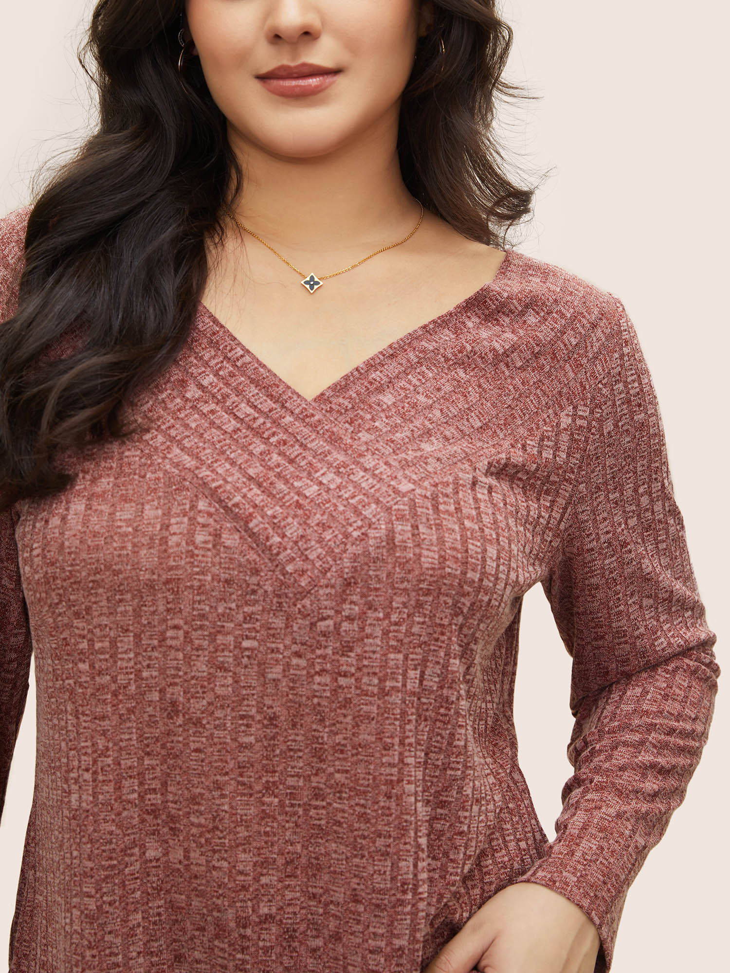 Heather Plisse Long Sleeve T-shirt - Image 4