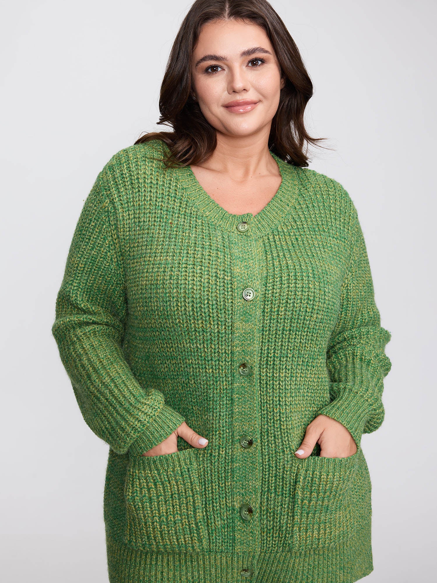 Heather Pockets Button Knit Cardigan - Image 2