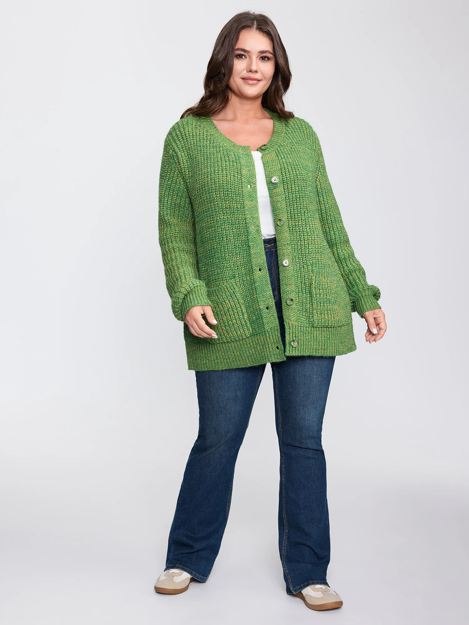 Heather Pockets Button Knit Cardigan - Image 3