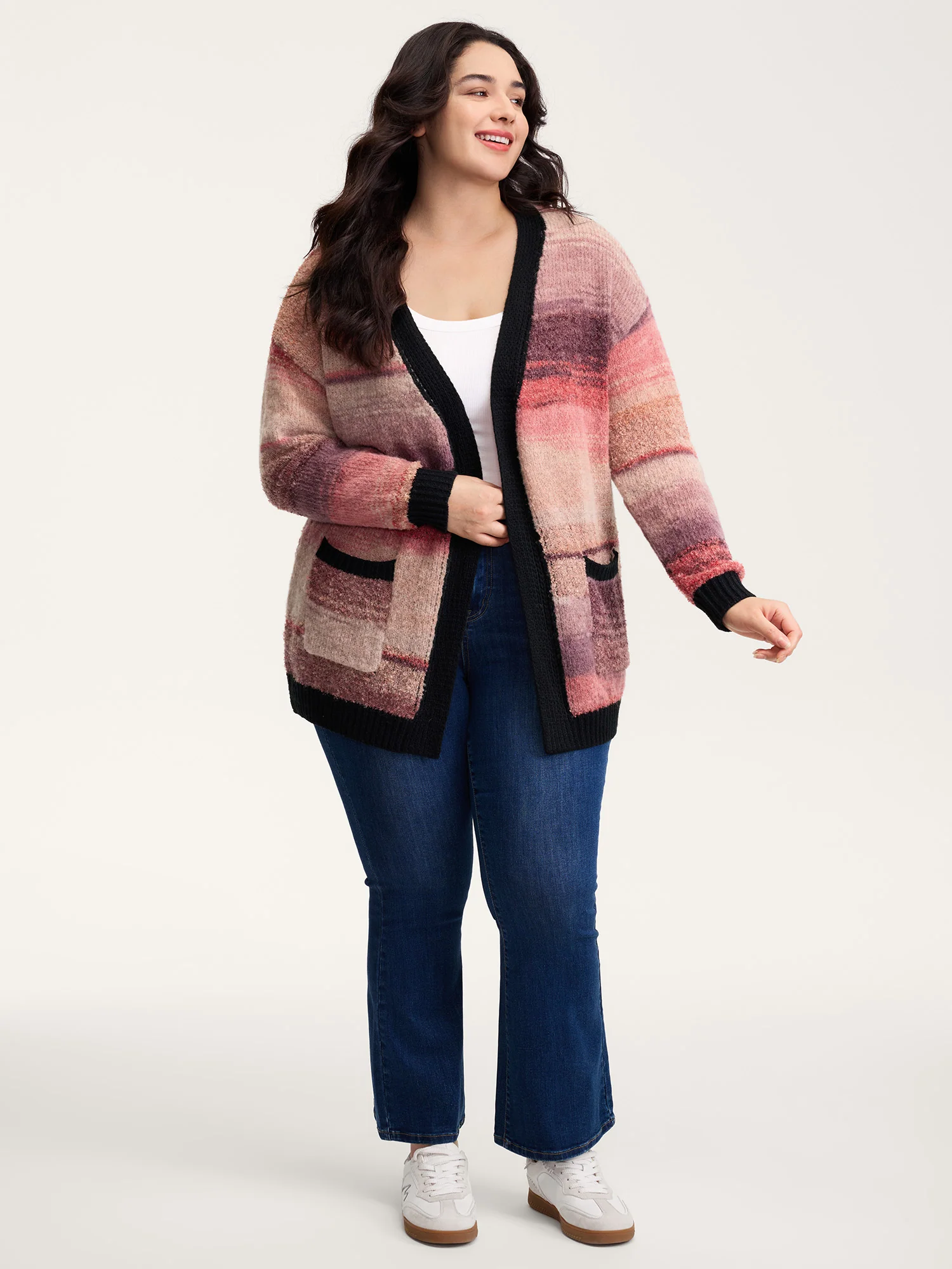 Heather Pockets Contrast Open-Front Cardigan - Image 4