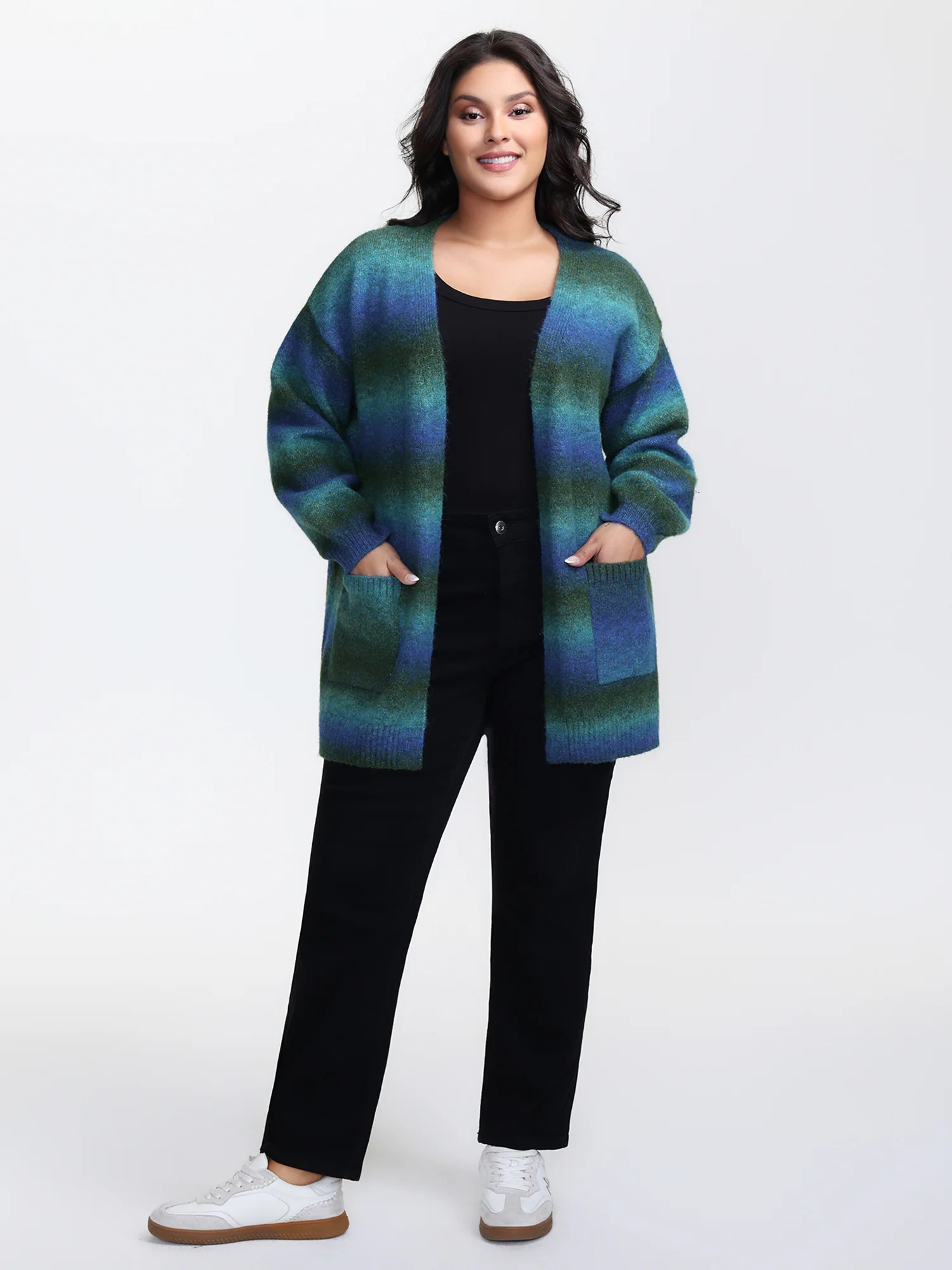 Heather Pockets Open-Front Knit Cardigan - Image 3