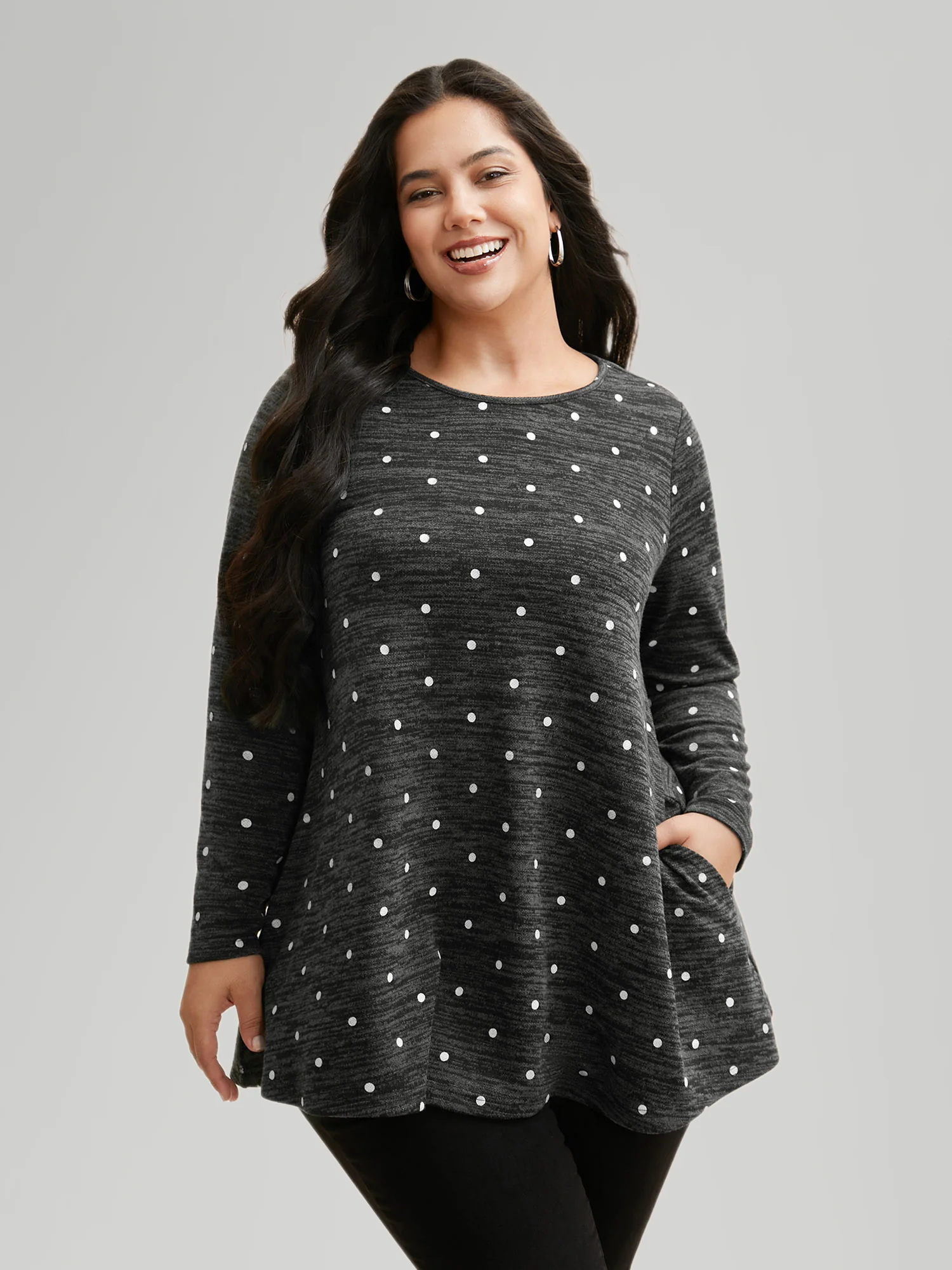 Heather Polka Dot Pocket T-shirt - Image 2