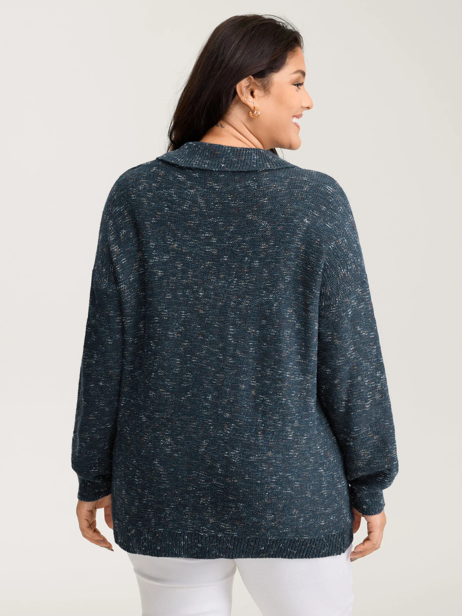 Heather Polo Collar Button Pullover - Image 4
