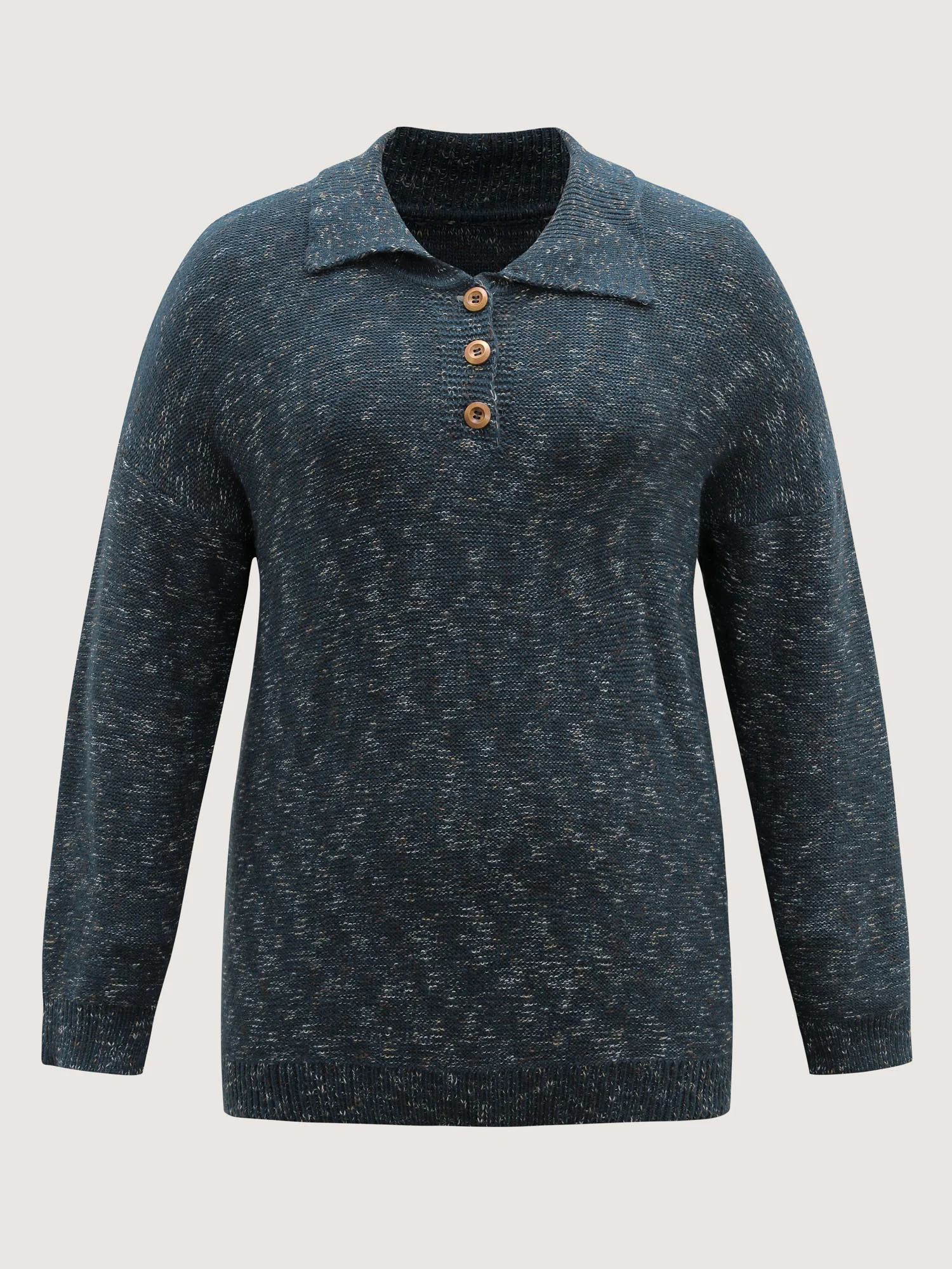 Heather Polo Collar Button Pullover - Image 7
