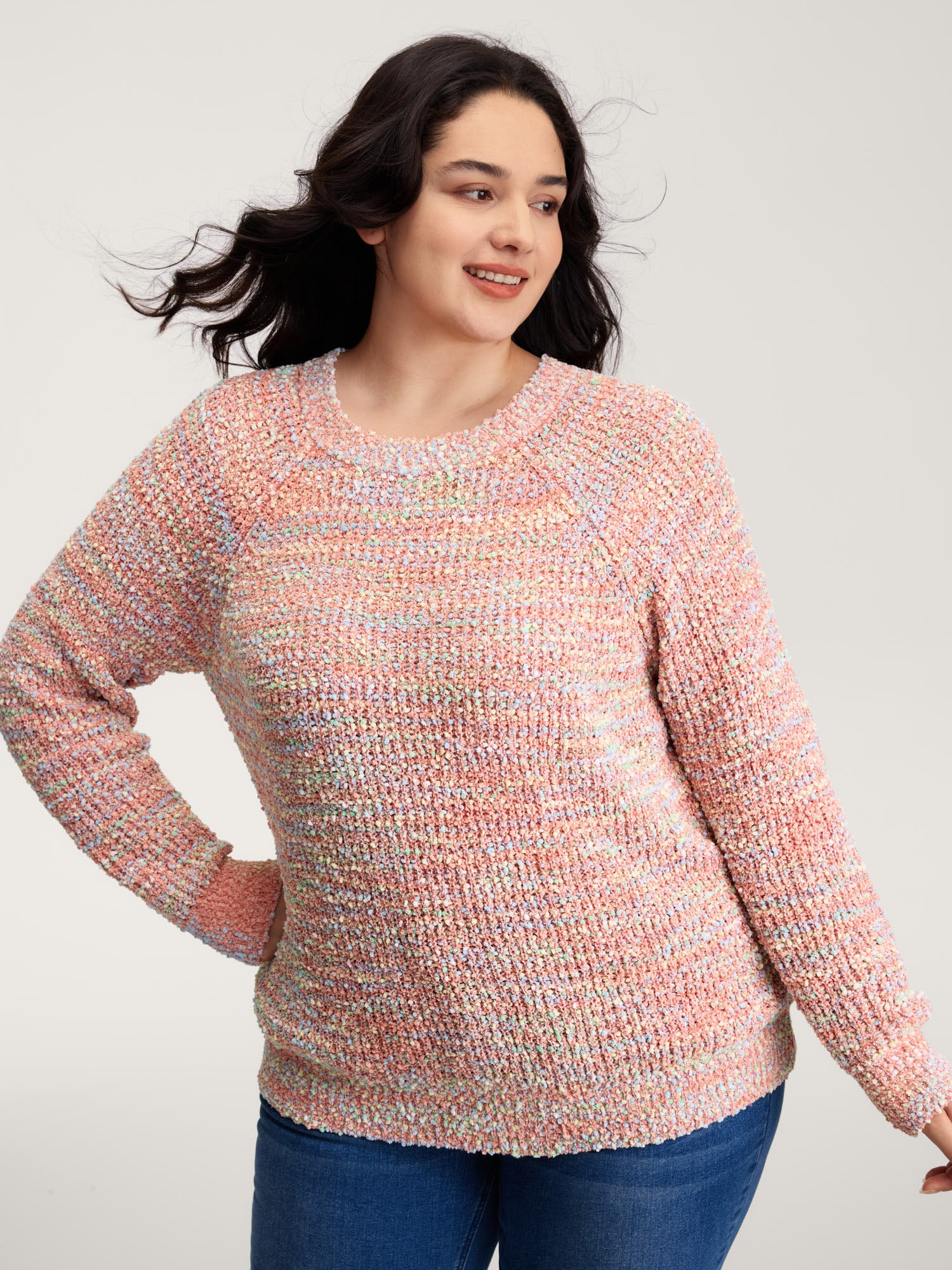 Heather Raglan Sleeve Contrast Pullover - Image 2