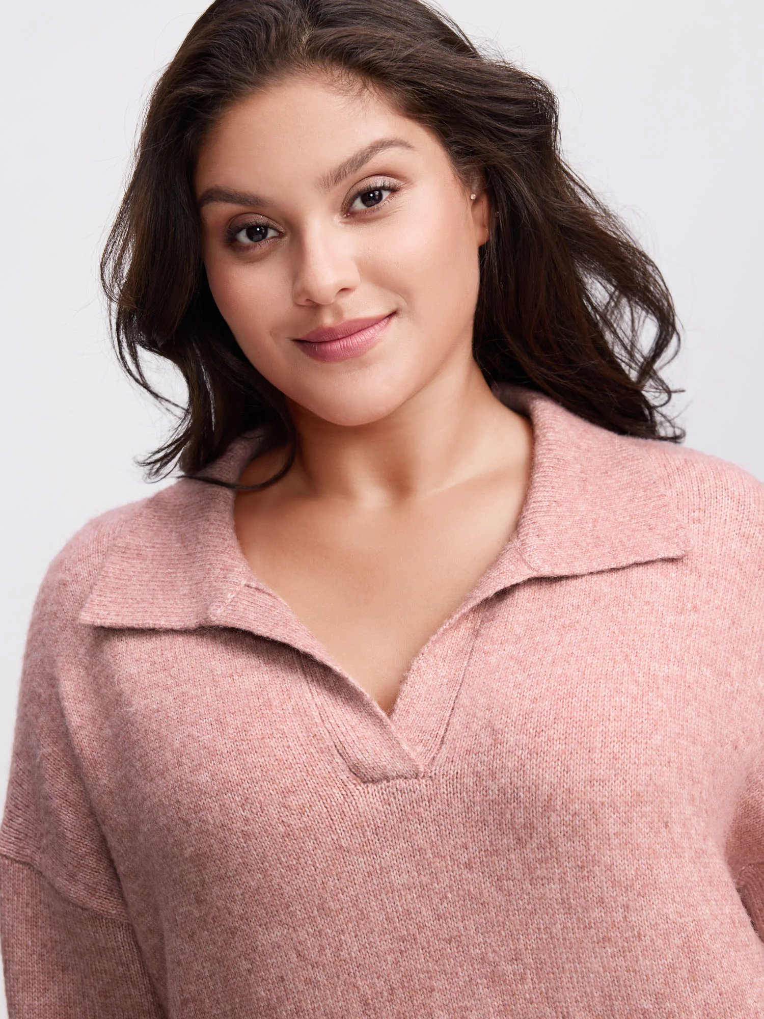 Heather Ribbed Hem Solid Pullover - Image 2