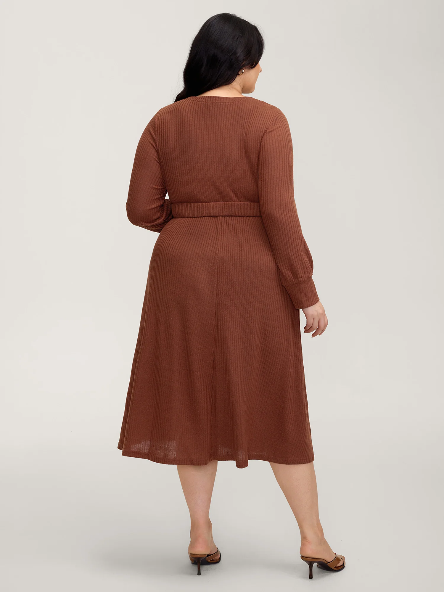 Heather Ribbed Stretchy Metal Buckle Maxi Dress - Image 5